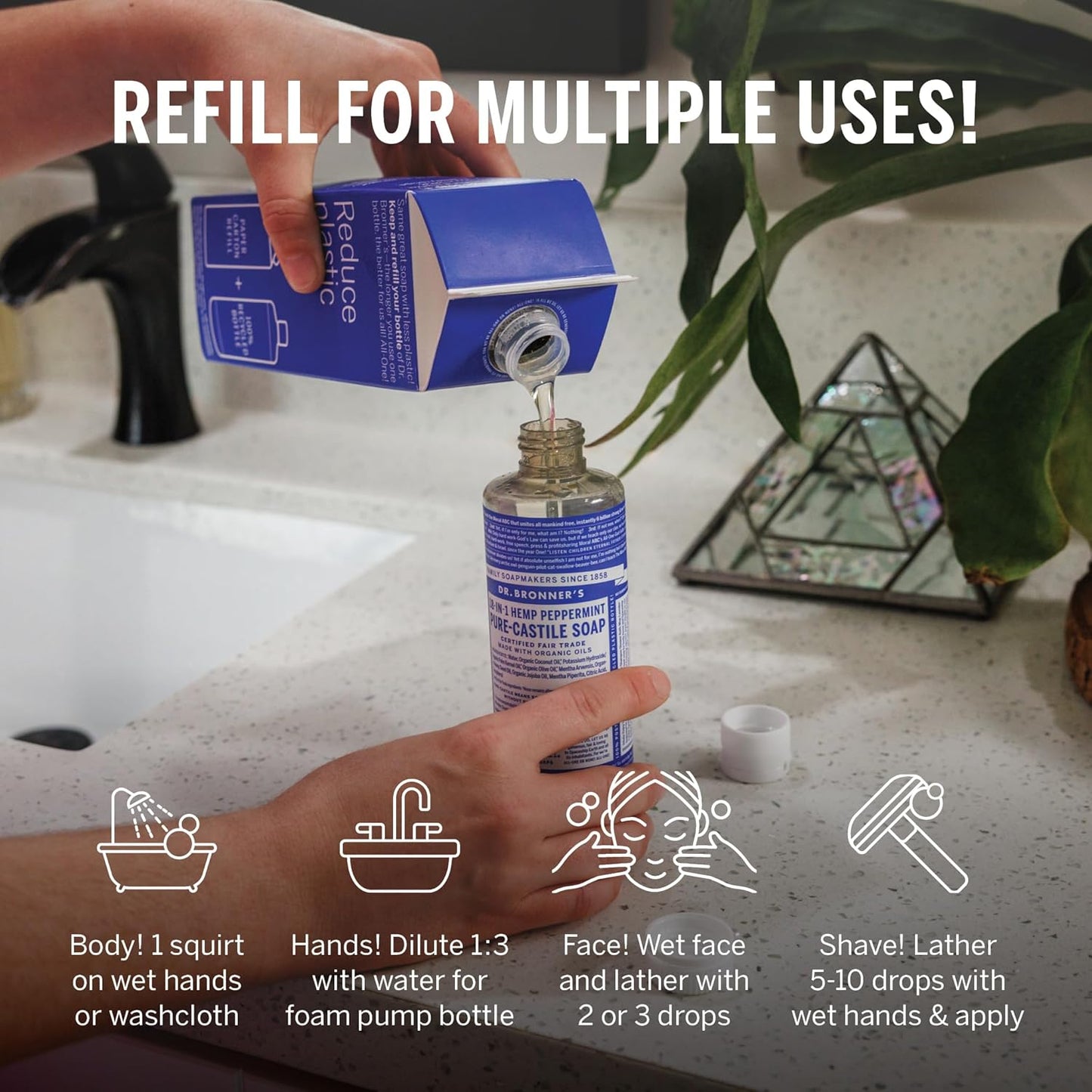 Dr. Bronner's Pure-Castile Liquid Magic Soap Refill - Made with Regenerative Organic Certified