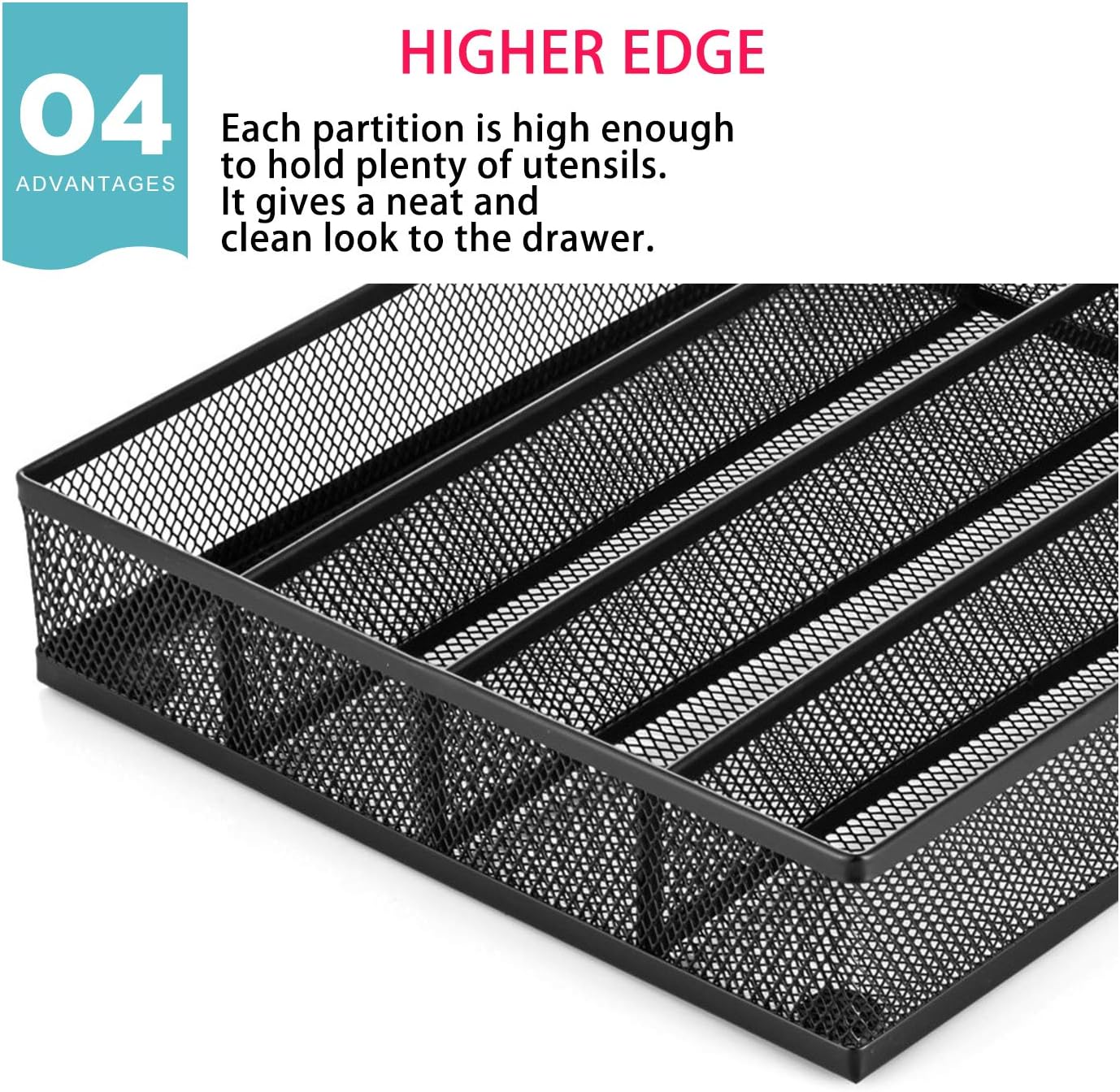 JANE EYRE Utensil Drawer Organizer, Cutlery Tray Silverware Flatware Storage Divider for Kitchen