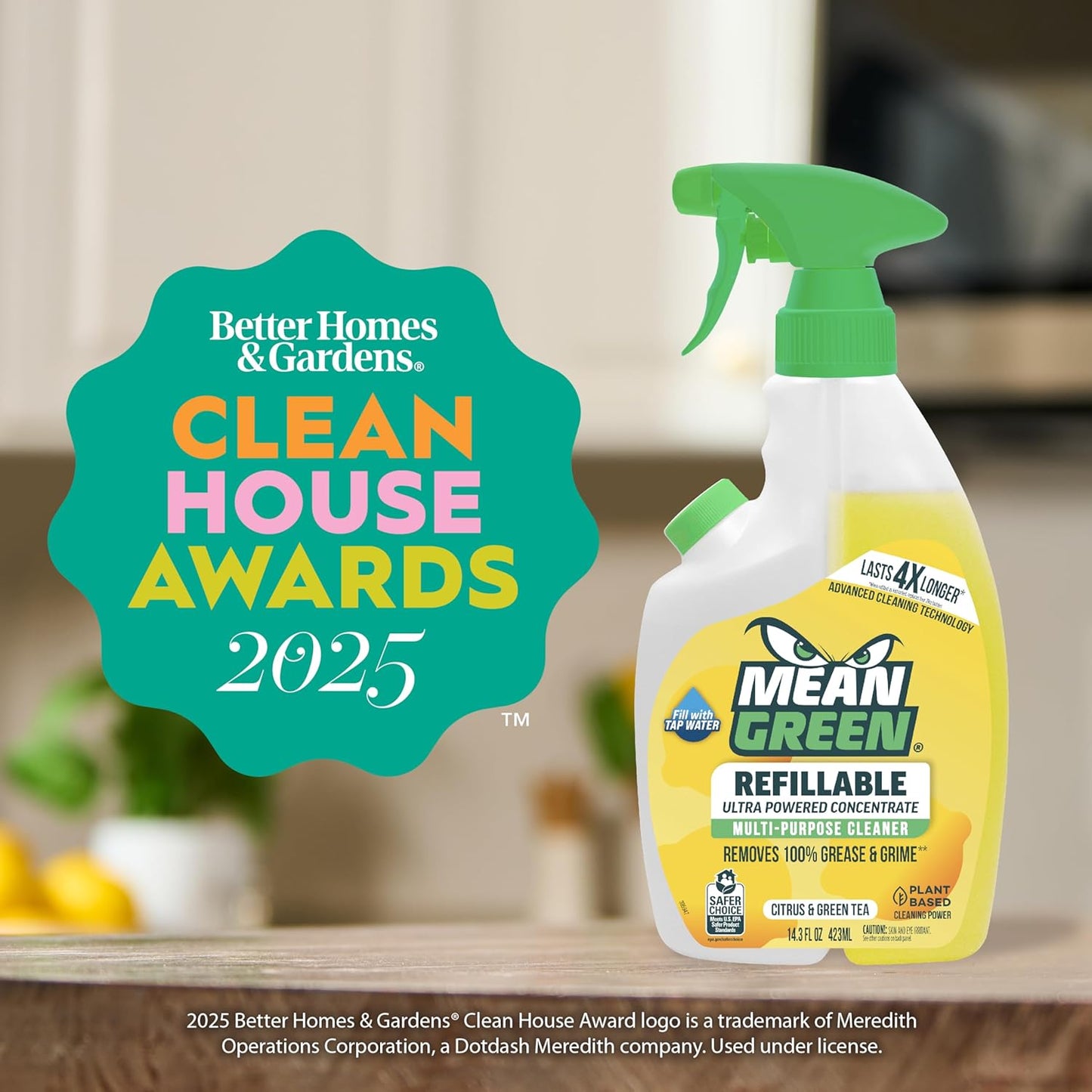 Mean Green Refillable Ultra Powered CONCENTRATE Multi Purpose Cleaner, Citrus & Green Tea, 14.3 fl