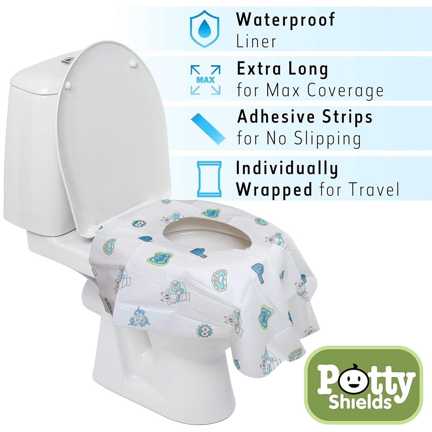 Toilet Seat Covers Disposable (40 Pack) - XL Waterproof Toilet Cover for Toddlers, Kids & Adults