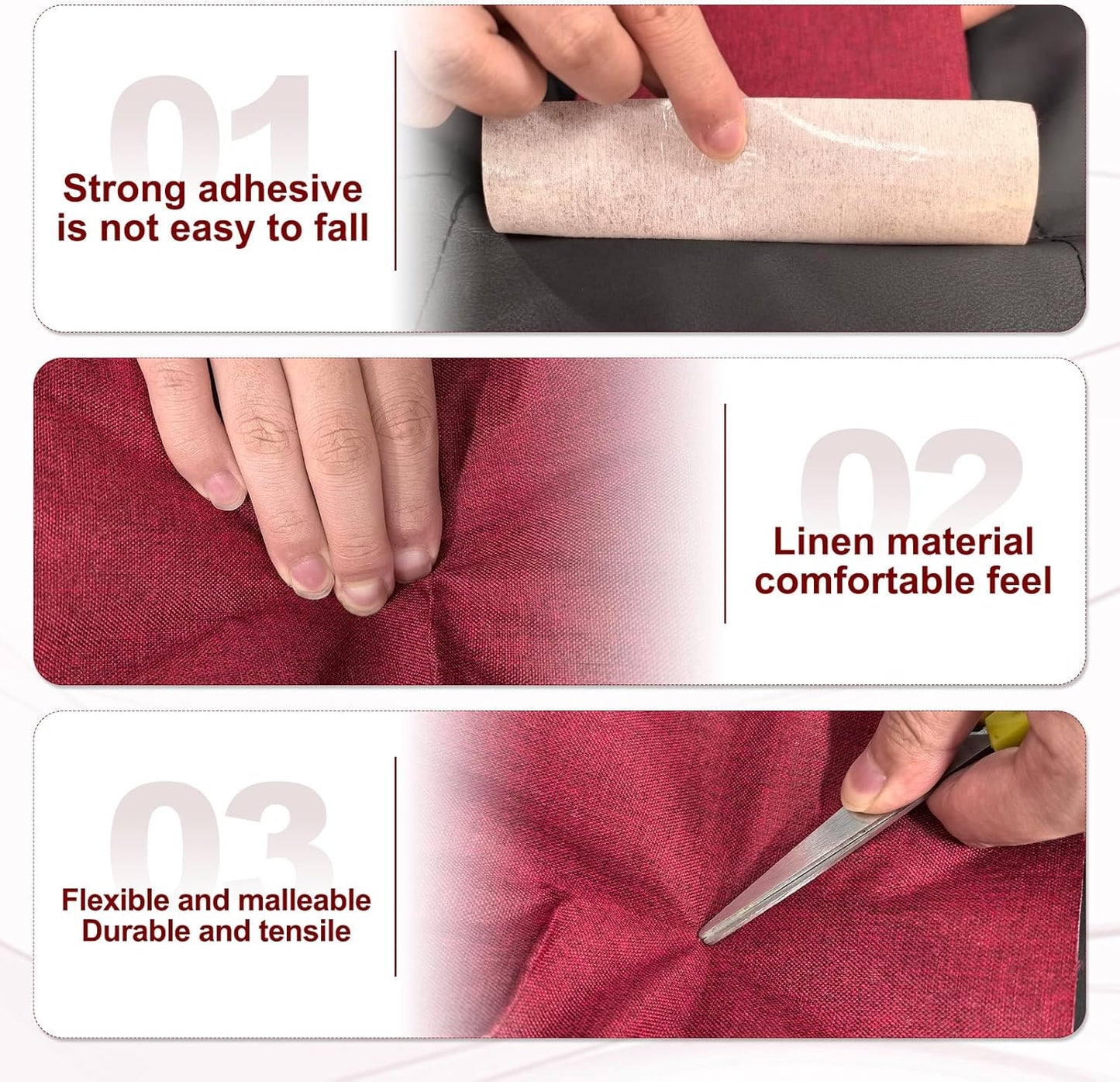 PATIKIL 70x6.2 Inch Linen Repair Tape, Repair Fabric Patch Self Adhesive Couch Patch Line Repair