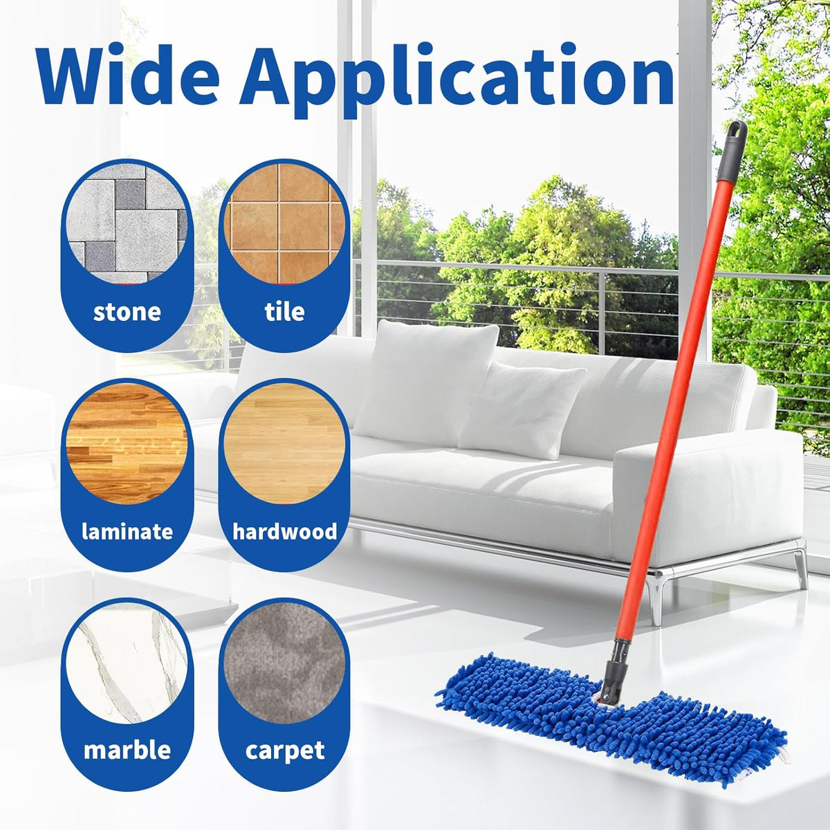 2 Pack Flip Mop Refills Compatible with O Cedar Mop, Flat Dust Mop Head Replacement for Dry & Wet