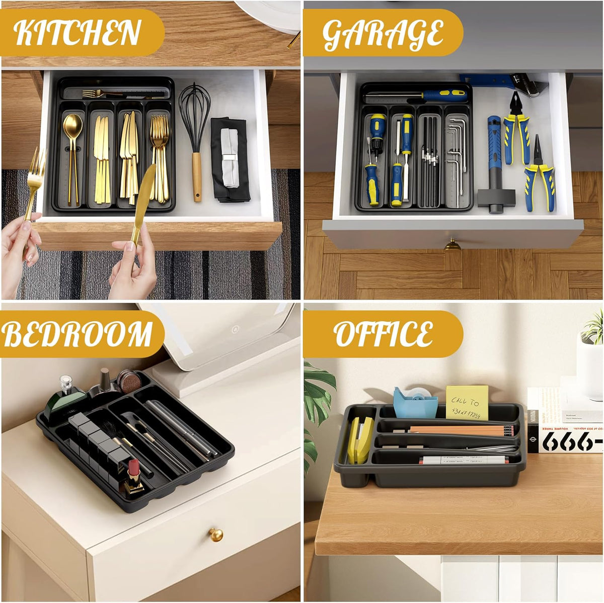 WEBACOO. Silverware Organizer for Kitchen Drawer - Non-Slip Utensil Drawer Organizer - Dishwasher