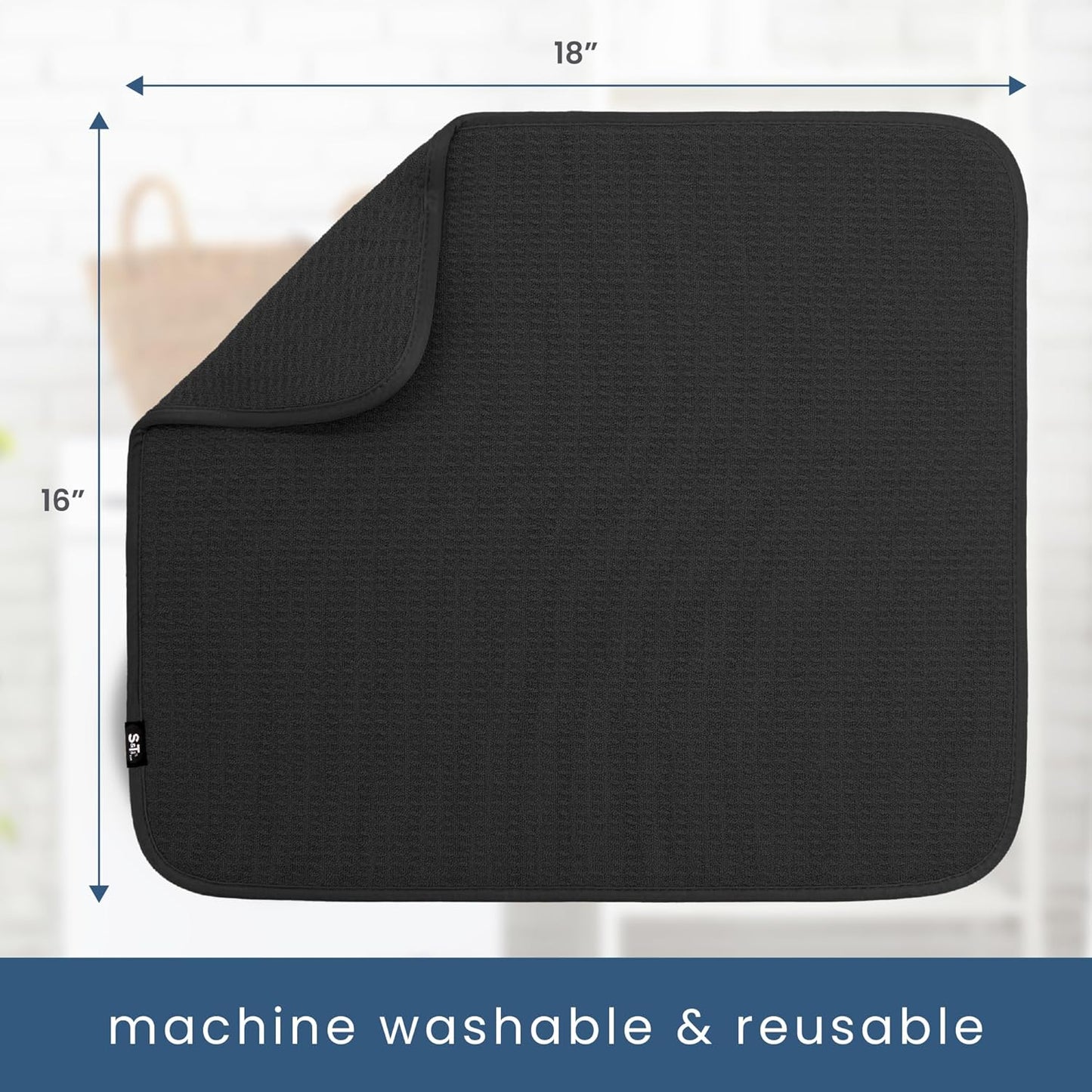 S&T INC. Dish Drying Mat, 16” x 18”, Absorbent Microfiber Kitchen Counter Mat, Dish Drying Pad for