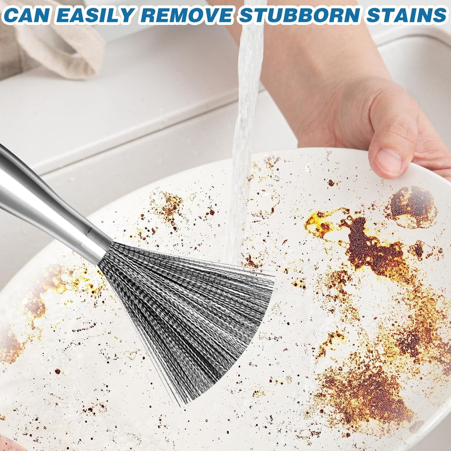 2Pcs 304 Stainless Steel Pot Brushes, Stainless Steel Scrubber Tools Metal Cleaning Products Easy