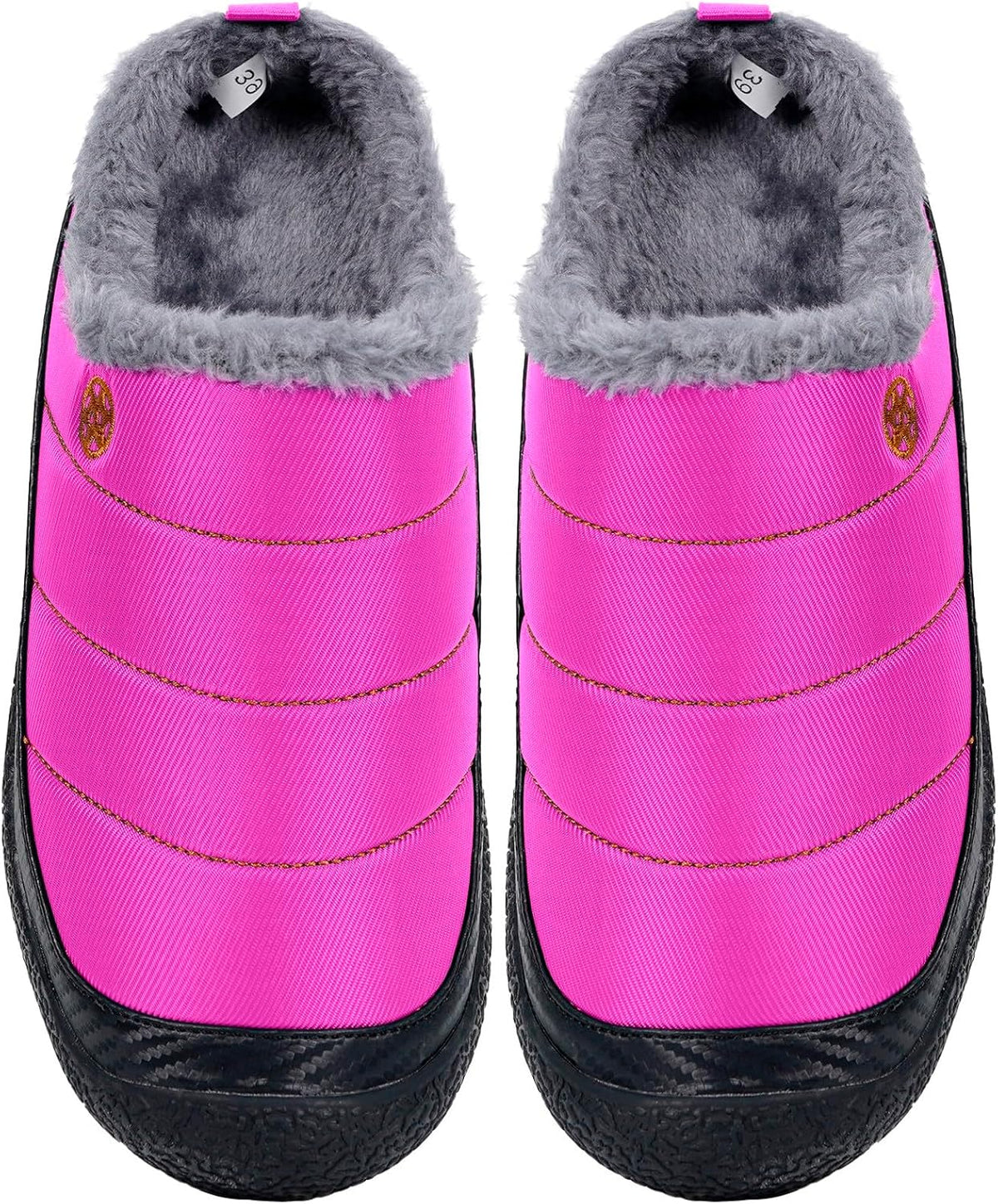 Womens Mens House Slippers Slip on Snow Winter Warm Fully Fur Lined Slippers Indoor Outdoor Shoes