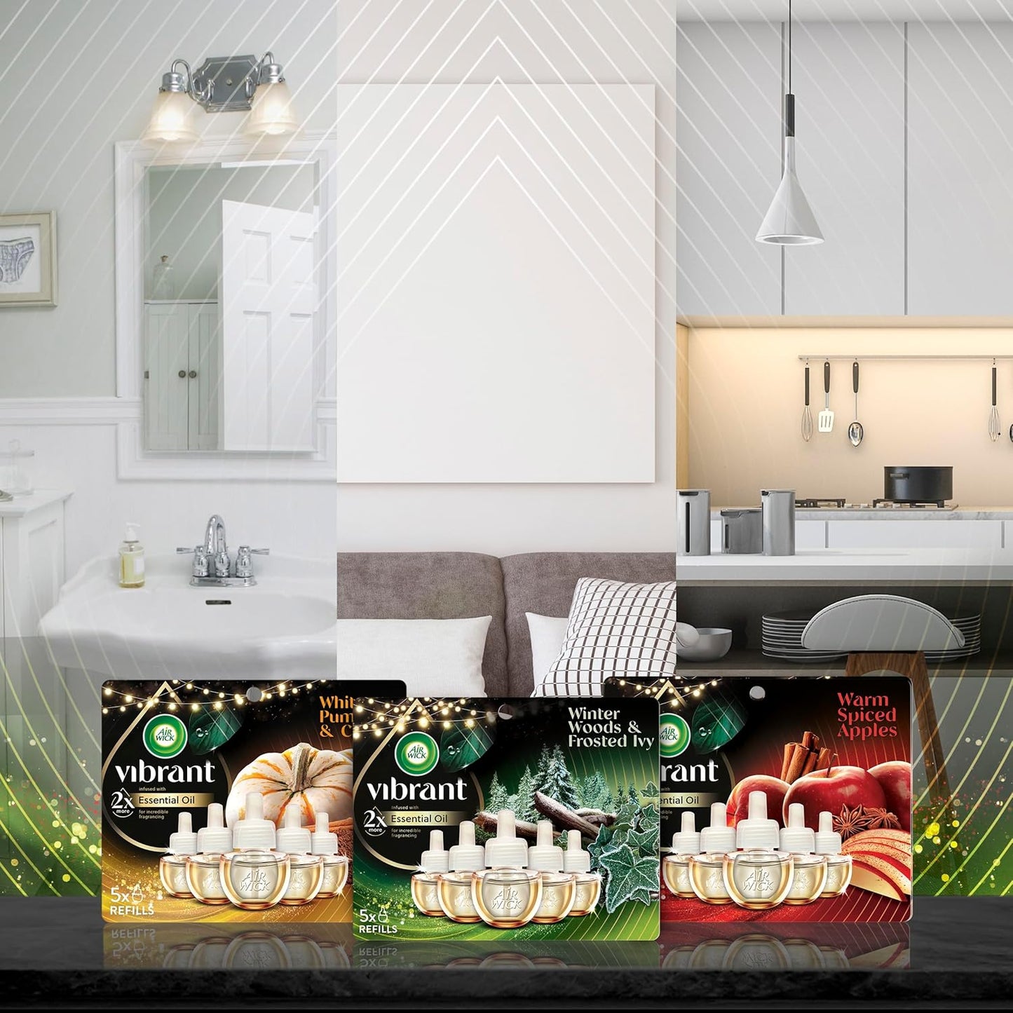 Air Wick Plug In Scented Oil Refills, Sweetgrass + Sandalwood, Air Fresheners for Home Long