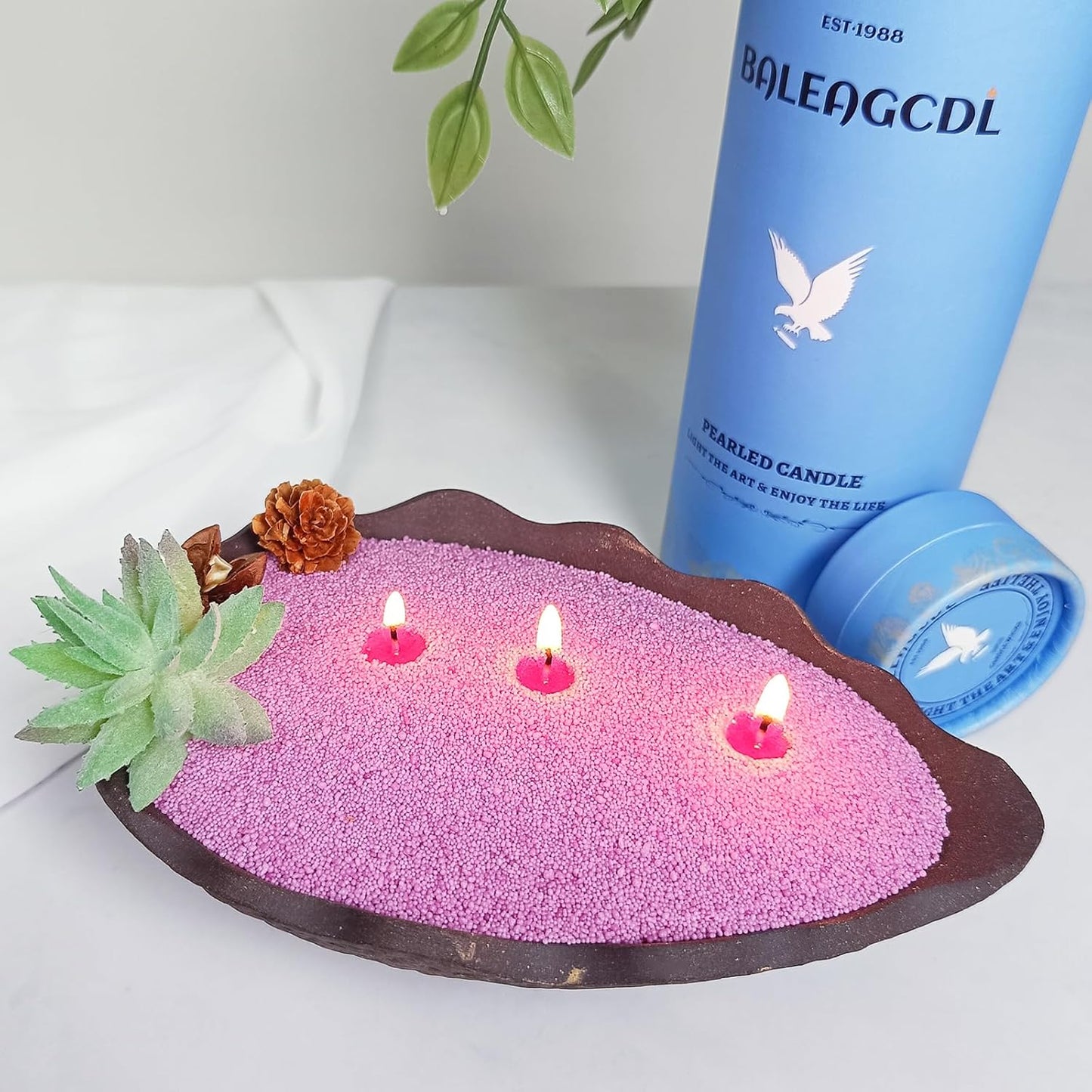 Lavender Scented Purple Pearled Candle 18oz Luxury Sand Candle Granulated Wax - 30 Cotton Wicks