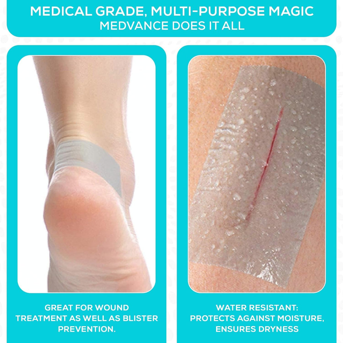 Medvance Cuttable Soft Silicone Tape - Waterproof Breathable Tape for All Skin Types - Easy Apply