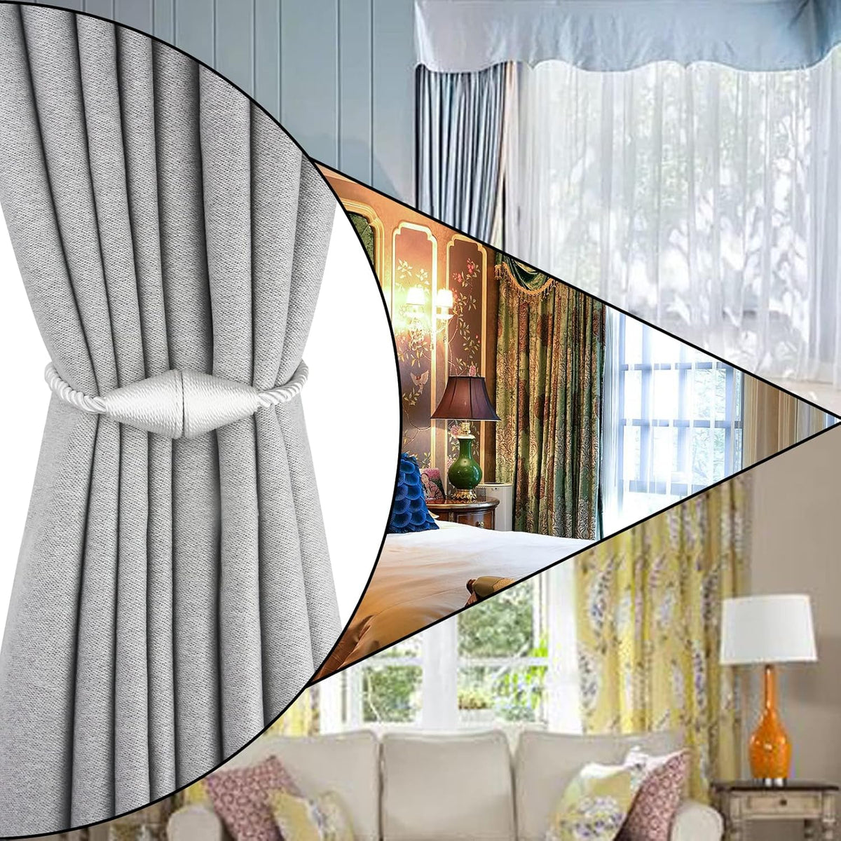 4 Pack Magnetic Curtain Tiebacks Rope Modern Handmade Curtain Tie Backs Decorative Drapes Weave