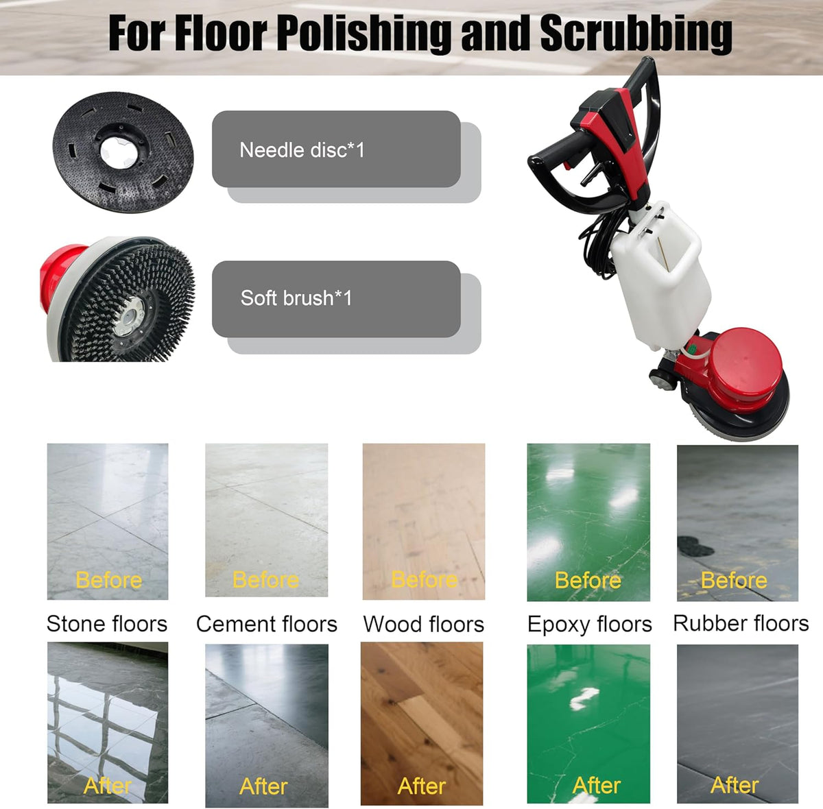 Floor Scrubber Buffer Heavy Duty Polisher Machine Polished Waxed Refurbished Tile Scrubber Cleaner