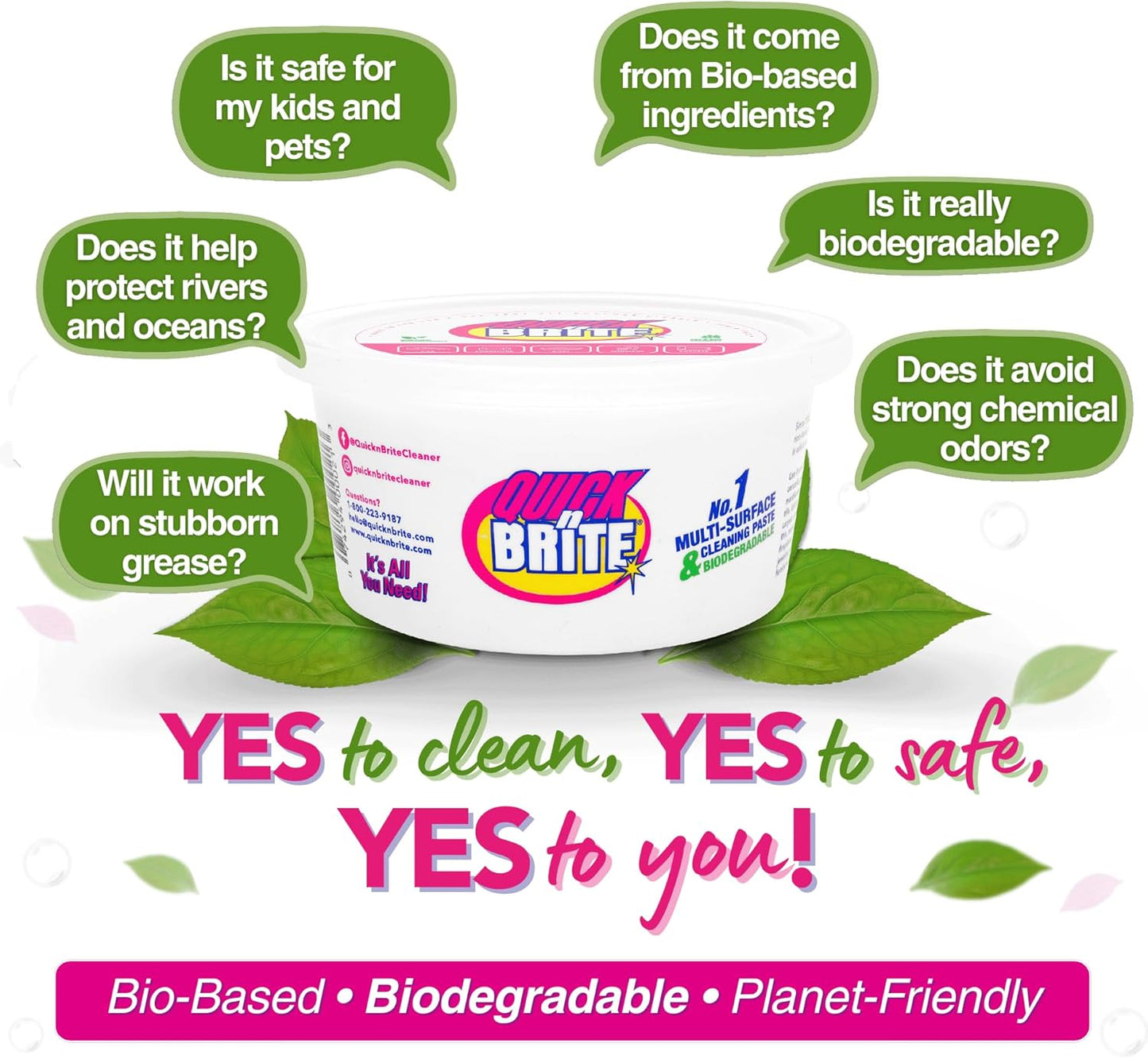 Quick 'n Brite All Purpose Cleaning Paste – Miracle Cleaner for Tough Stains, Biodegradable