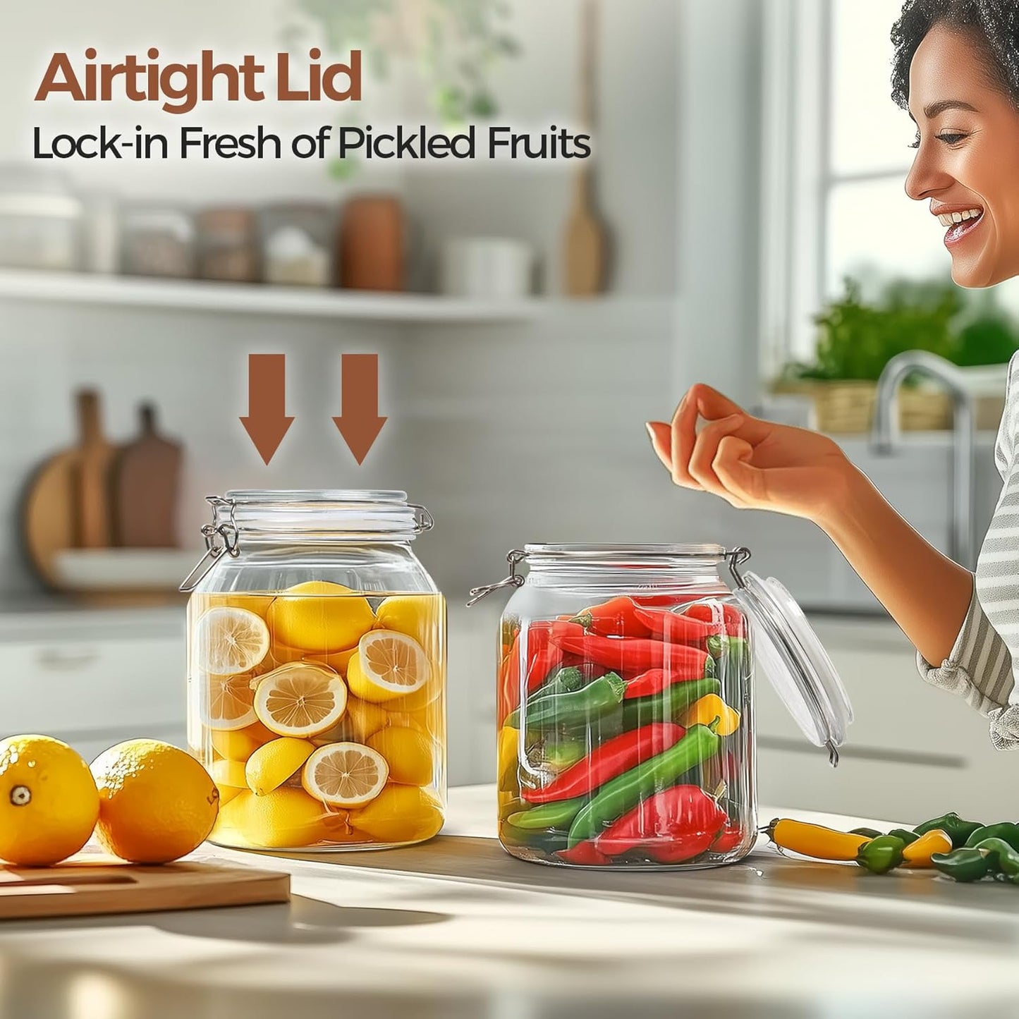 ComSaf Glass Jars with Airtight Lid 86 oz, Wide Mouth Mason Jars, Canning Jars, Large Glass Storage