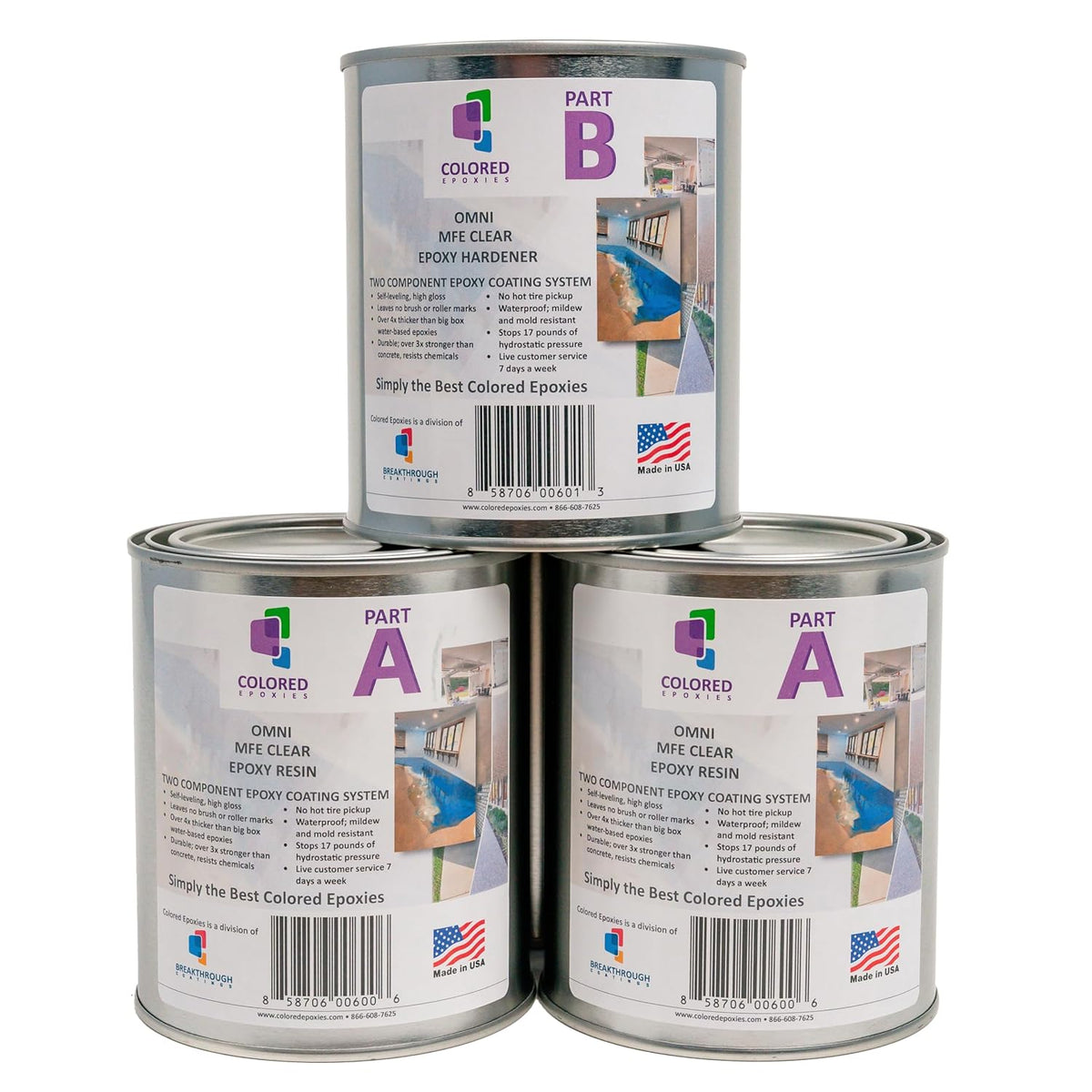 Coloredepoxies 10001 Clear Epoxy Resin Coating 100% Solids, High Gloss For Garage Floors