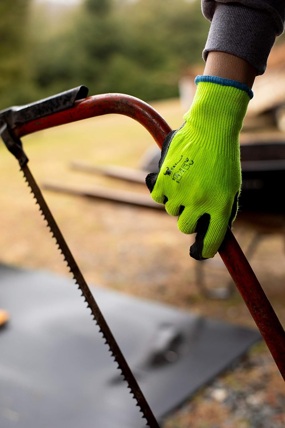G & F 1516 12 Pairs Pack Premium High Visibility Low emissions Green Work and gardening Gloves for