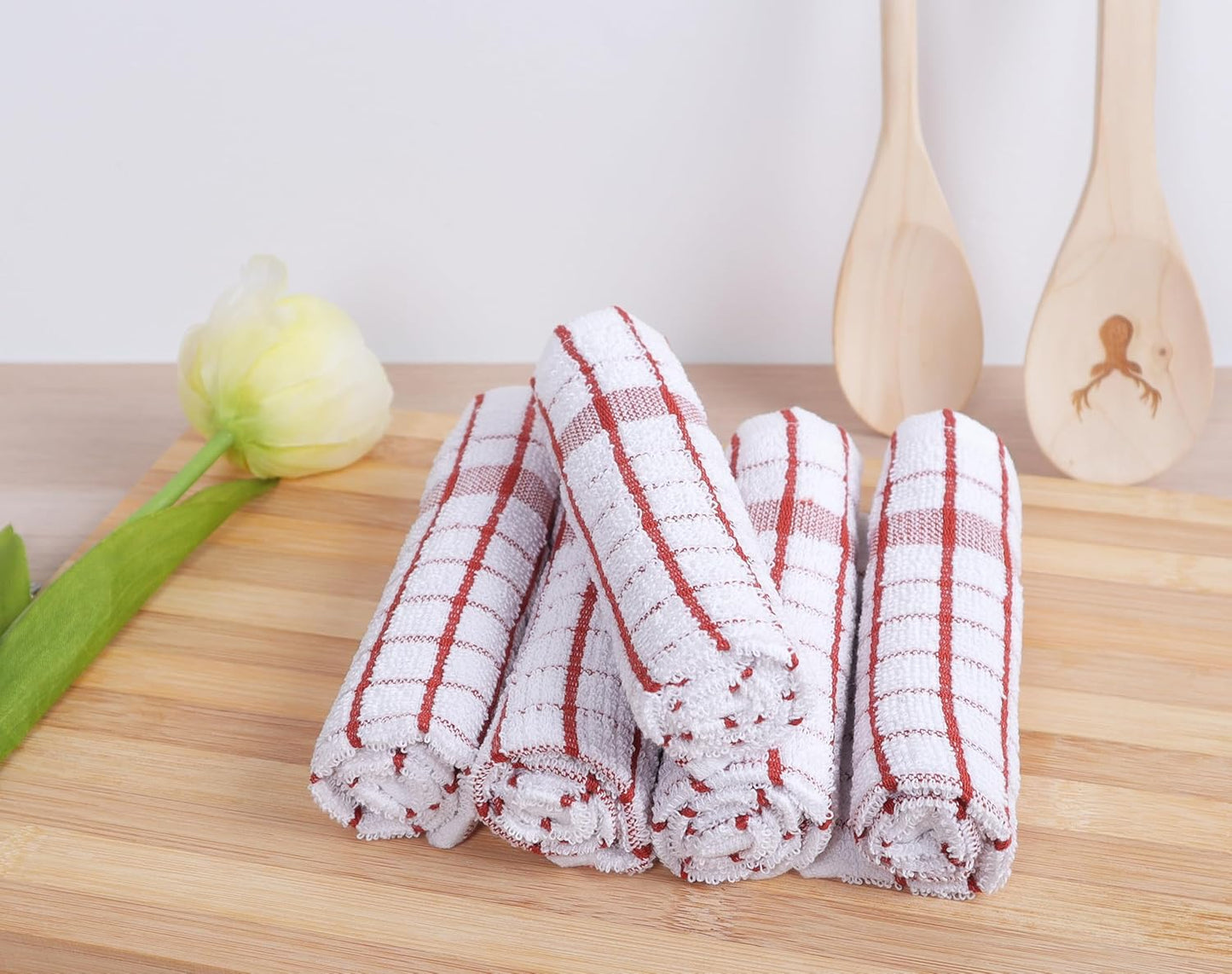AMOUR INFINI Kitchen Dish Cloths Set of 8 - Ultra Soft, Highly Absorbent, Quick-Drying Terry Cotton