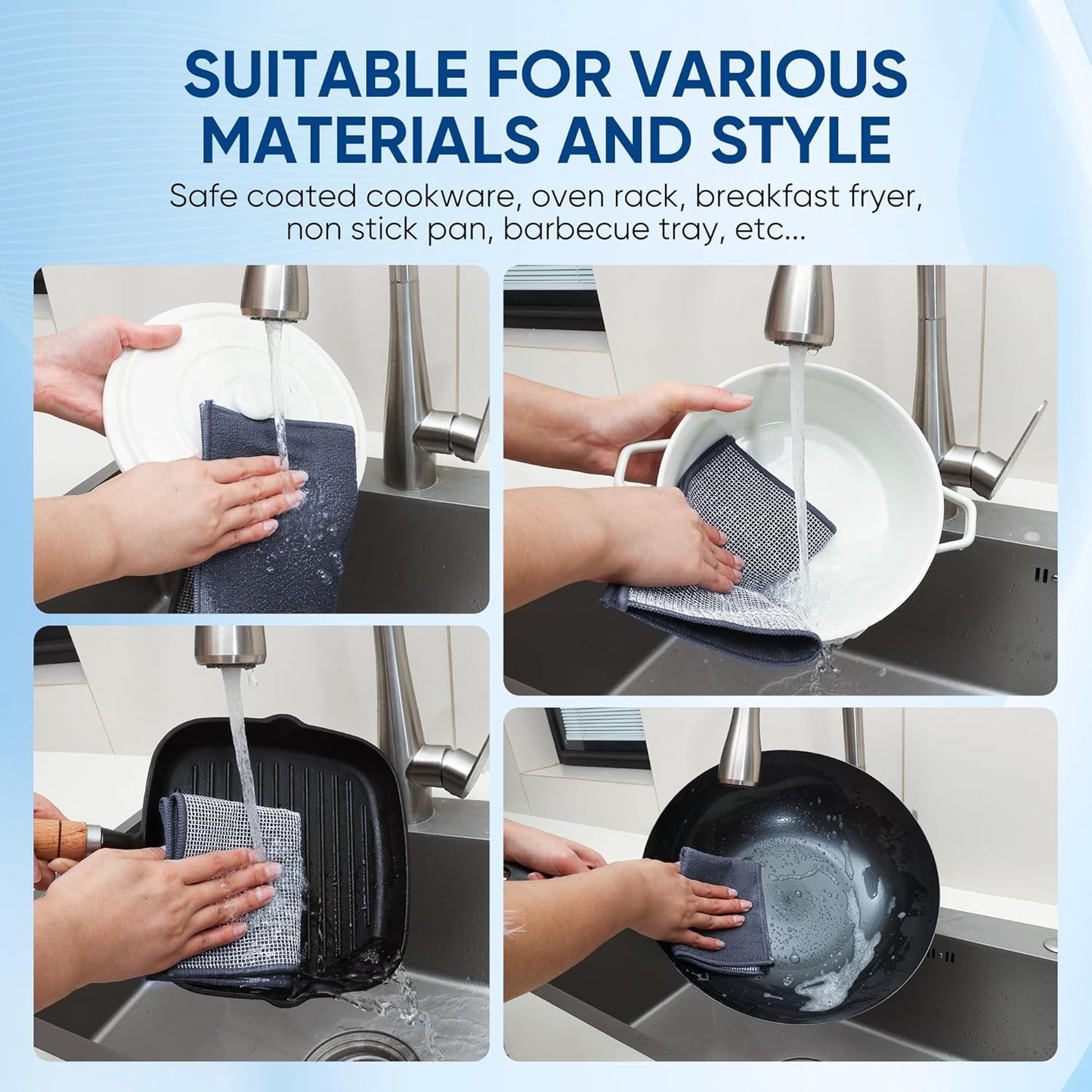 Forggon10 Pcs New Upgrade 2-Layer Non Scratch Wire Dishcloth,Wire Dishwashing Rag, Non-Scratch Wire