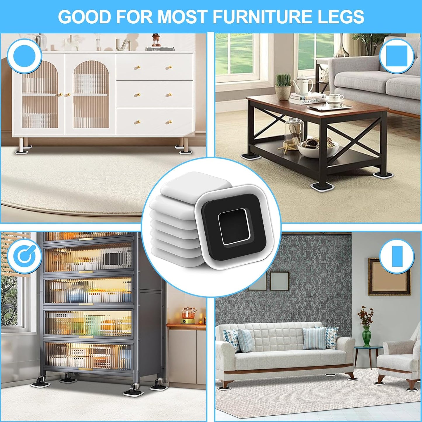 Upgrade Furniture Sliders, Furniture Sliders for Carpets, 8 PCS 4.3" Moving Pads with Anti-Slip