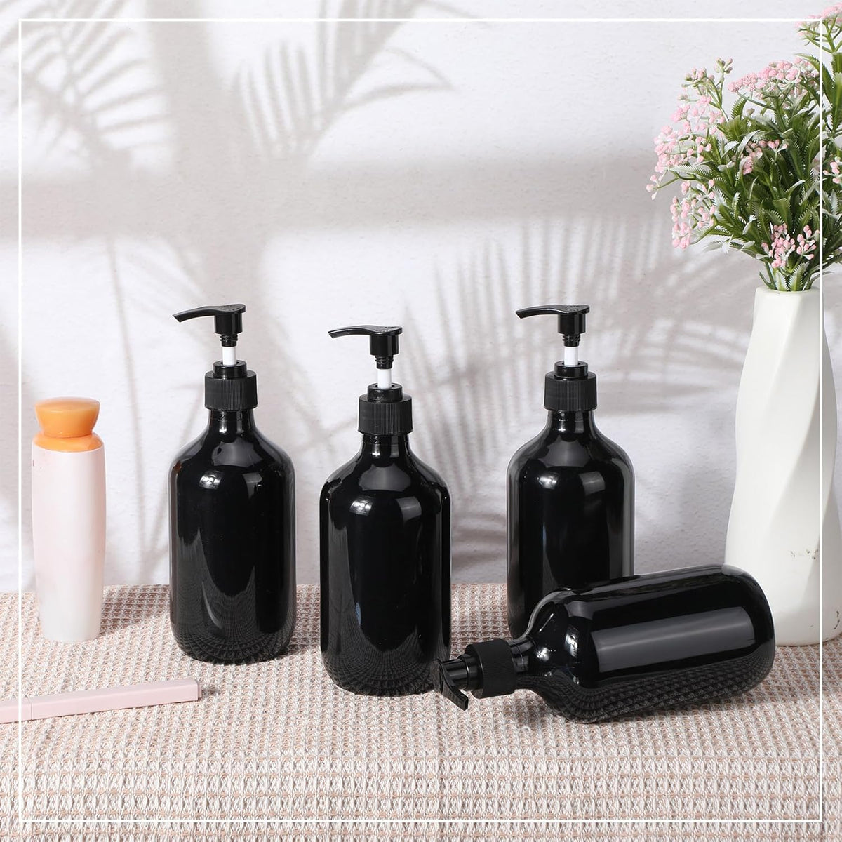 Tessco for you 12 Pack Black Soap Dispenser Empty Plastic Pump Bottles Dispenser Refillable Shampoo