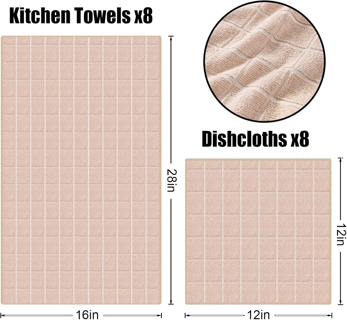 Homaxy Microfiber Kitchen Towels and Dishcloths Set, 12 Pack Soft and Absorbent Dish Hand Towels