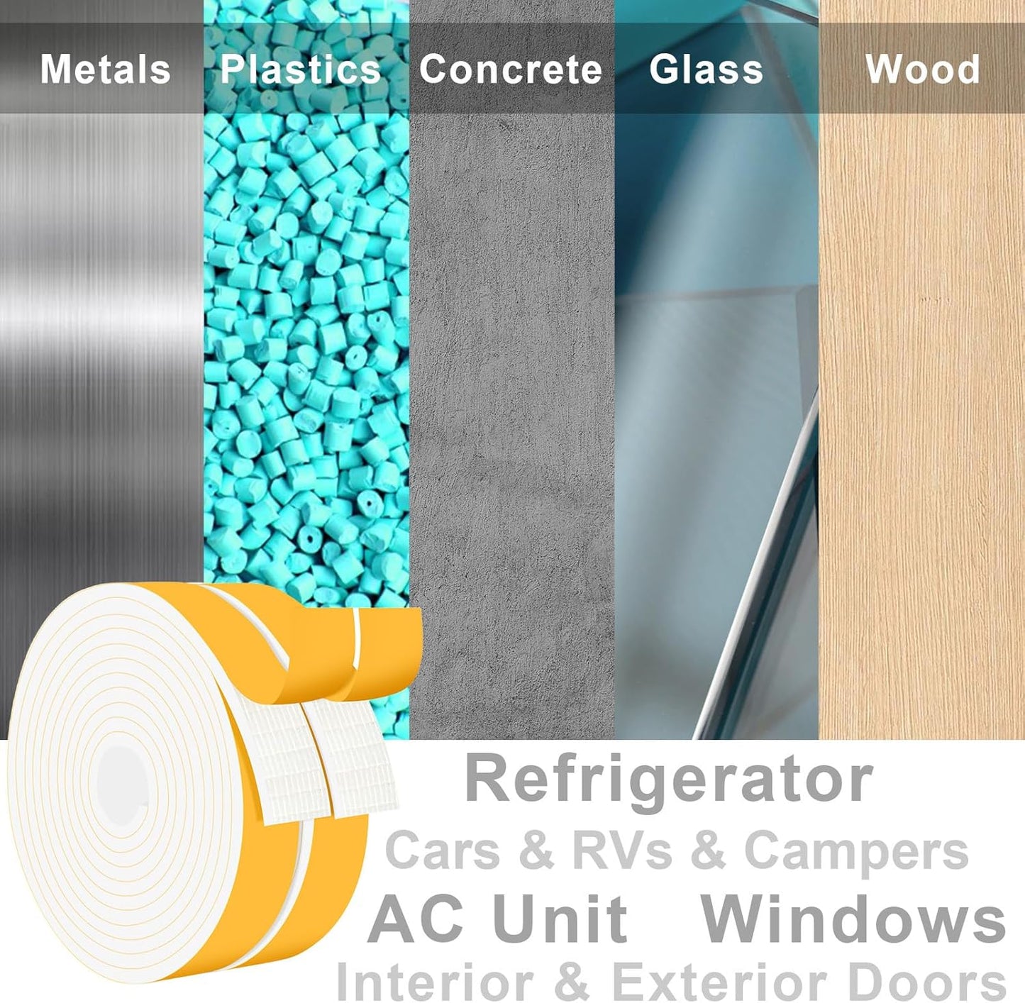 Closed Cell Weather Stripping for Various Door Seal and Window Insulation, Foam Strips Self