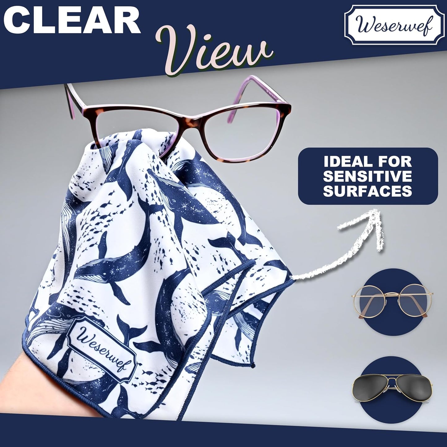 WESERWEF Design Microfiber Glasses Cleaning Cloth – Premium Cleaning Cloth for Eyeglasses, Screens