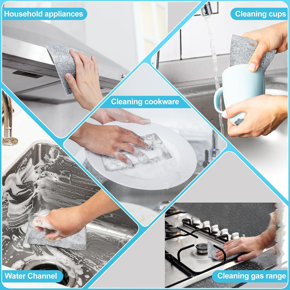 Steel Wool Scrubber, Wire Dishwashing Rags, 10 Pcs Multipurpose Wire Dishcloth, Wet & Dry for