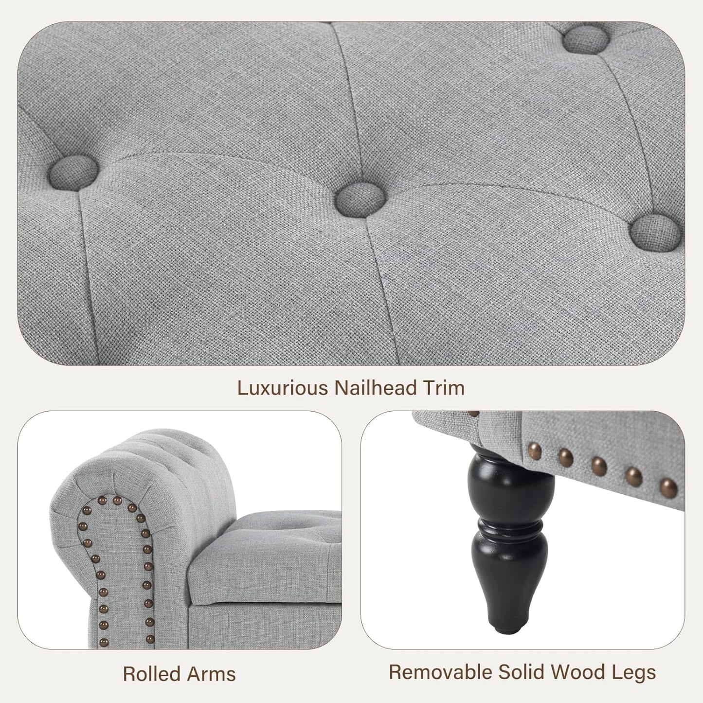 Furnimart Storage Ottoman Bench for Queen Size Bed, Faux Linen Upholstered Storage Bench Accent