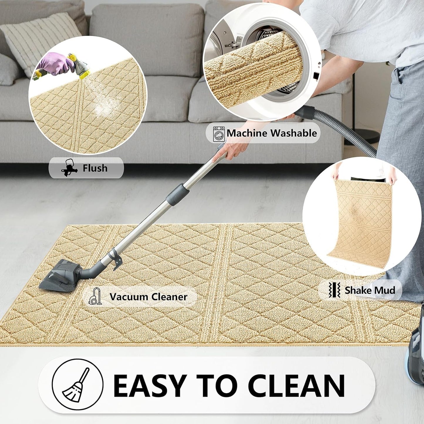REFETONE Indoor Doormat, Front Back Door Mat 24"x36" Absorbent Rubber Backing Non Slip Door Mats