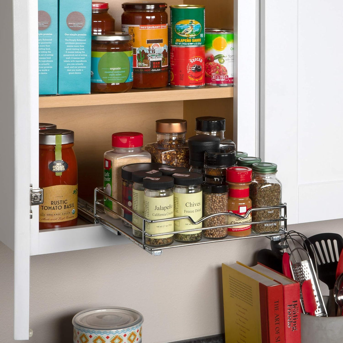 Pull Out Cabinet Organizer for Spices, Cans - Heavy Duty with Lifetime Limited Warranty- Pull Out