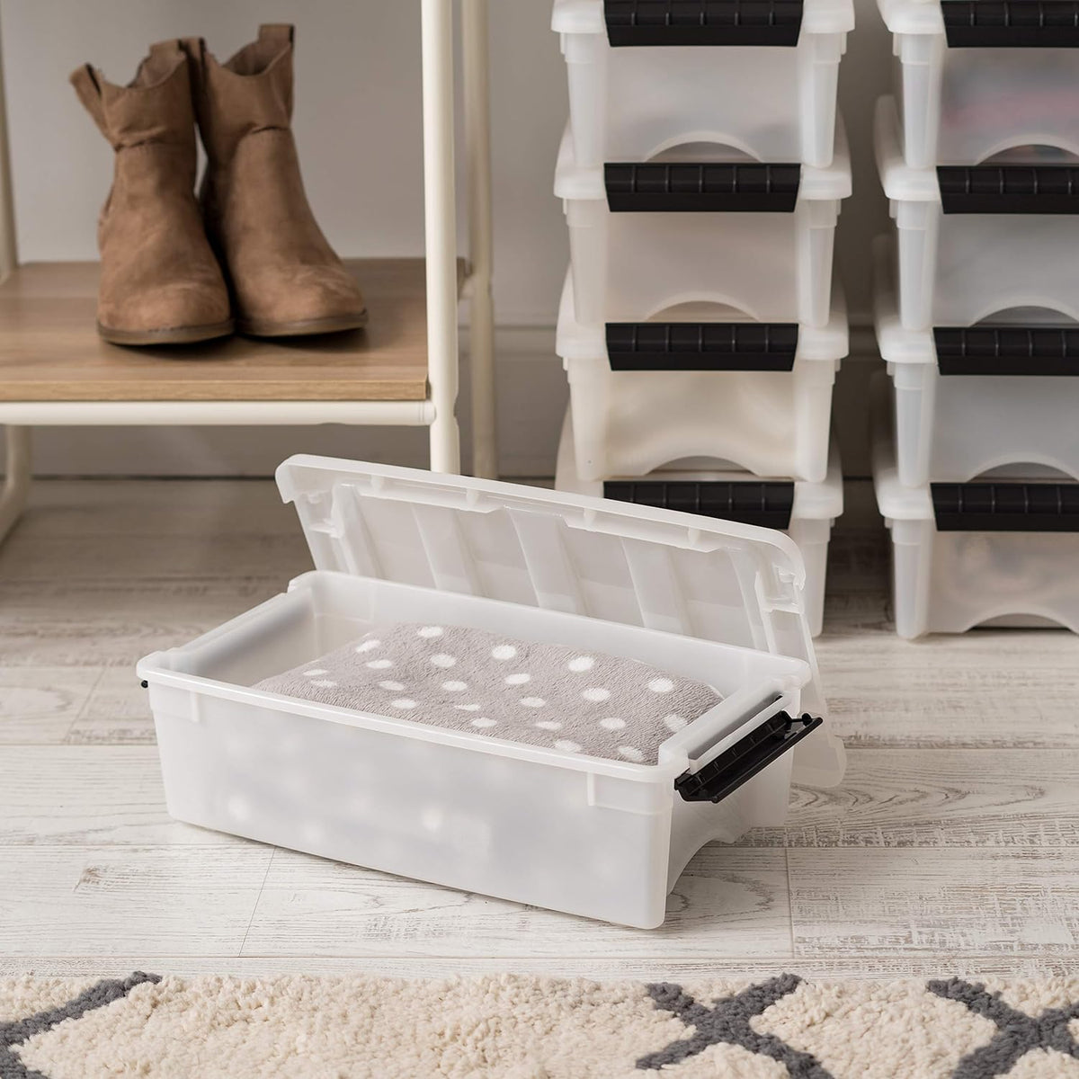IRIS USA 6 Qt Stackable Plastic Storage Bins with Lids, 10 Pack - BPA-Free, Made in USA - Discreet