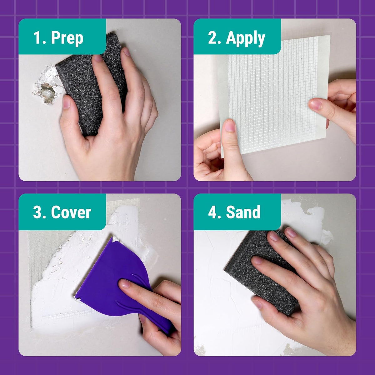 StrongPatch® 6 in. x 6 in. Flexible Self-Adhesive Wall Repair Patch (3-Pack) – Versatile