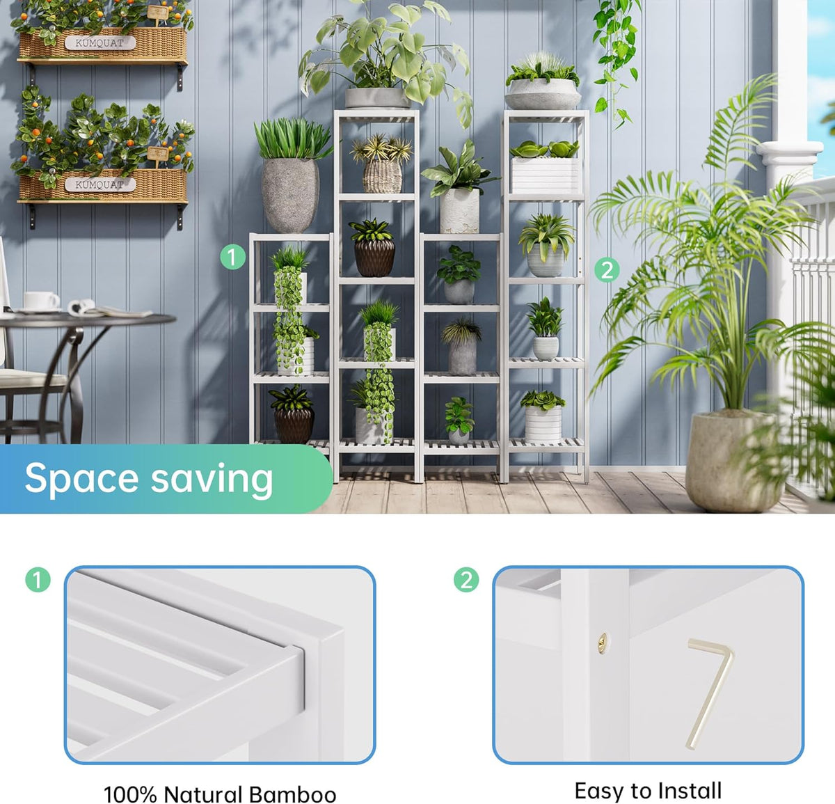 SMIBUY Bathroom Storage Shelf, 4-Tier Bamboo Rack Organizer, Multifunctional Shelving Unit for