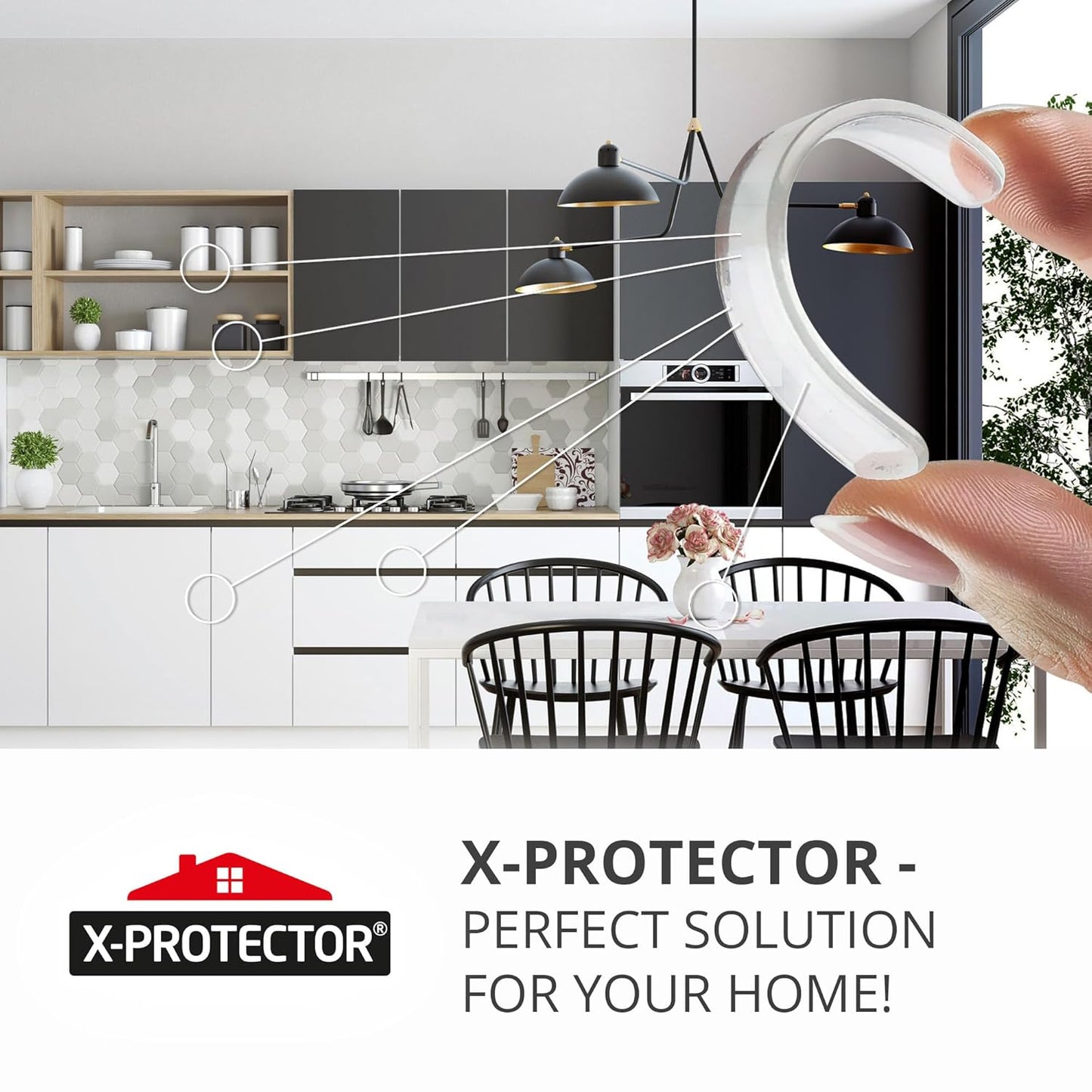 X-Protector Cabinet Door Bumper Strips - 40 PCS - Clear Door Silencer - Premium Cabinet Door