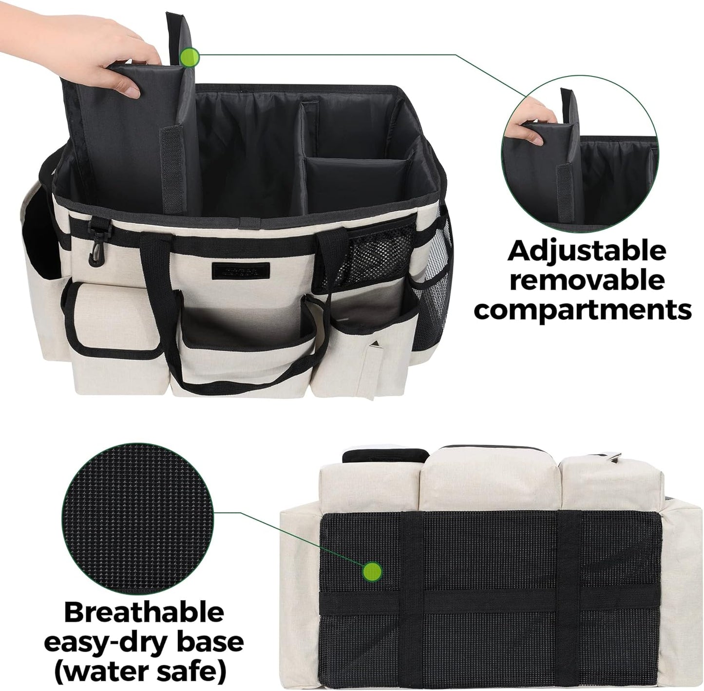Cleaning Caddy Organizer with Handle - Large Caddy Bag for House & Bathroom Cleaning Supplies, 15 x