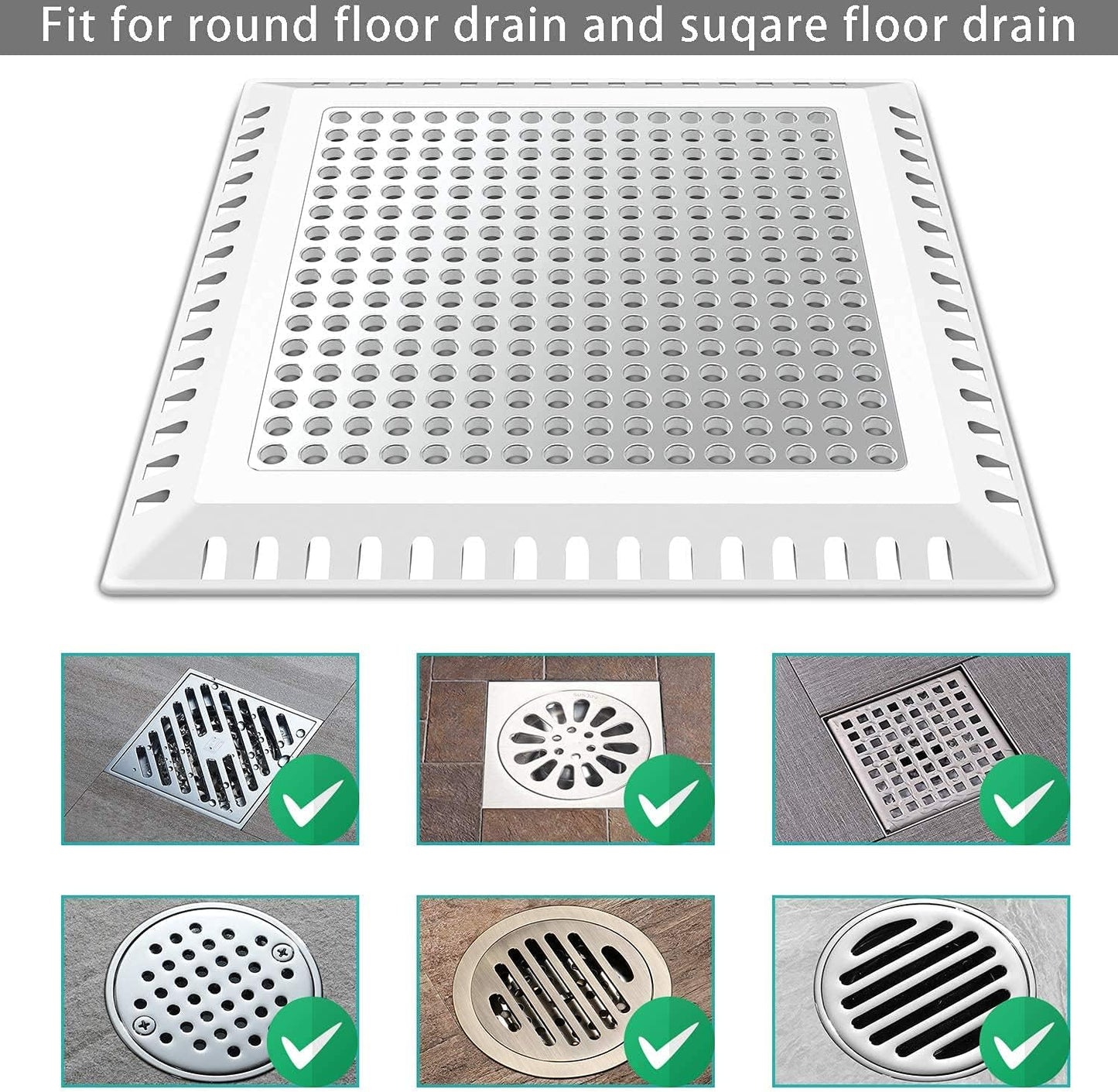 Hair Catcher/Drain Strainer/Shower Drain Cover for Bathroom Floor Drain, Stainless Steel and