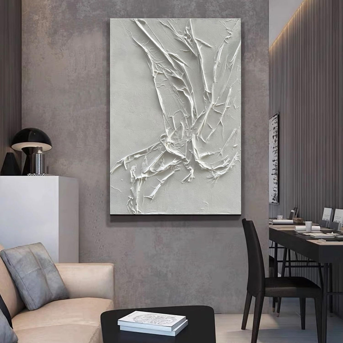 NANKAI Hand-Painted White Texture Abstract Art Painting Minimalist Art Home office hallway wall