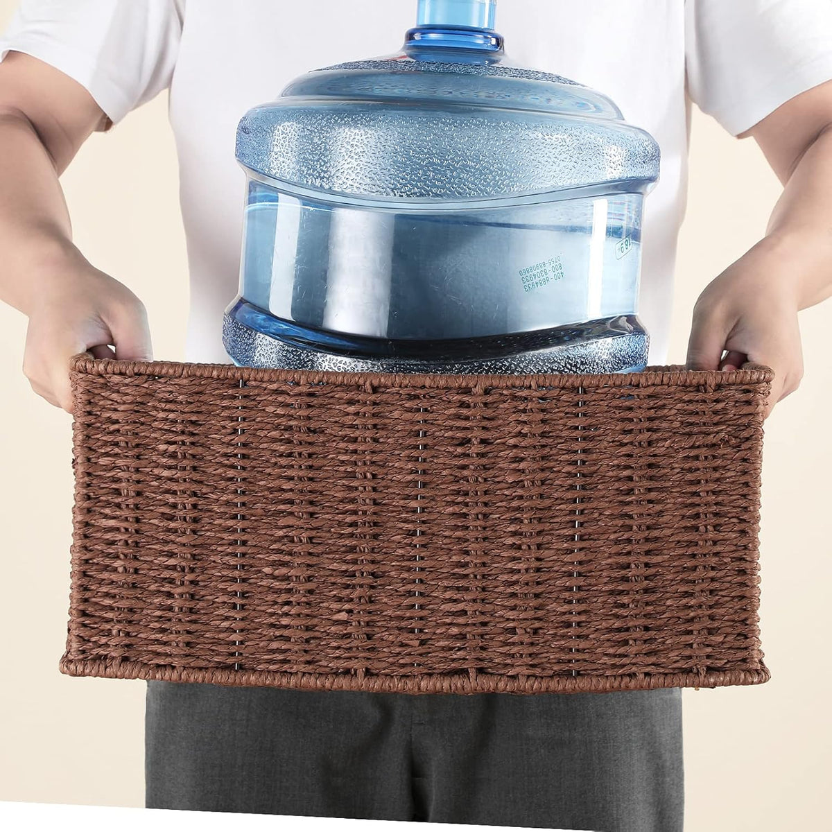 HOONEX Large Woven Baskets for Storage, Paper Rope Baskets with Sturdy Metal Wire Frame, Baskets