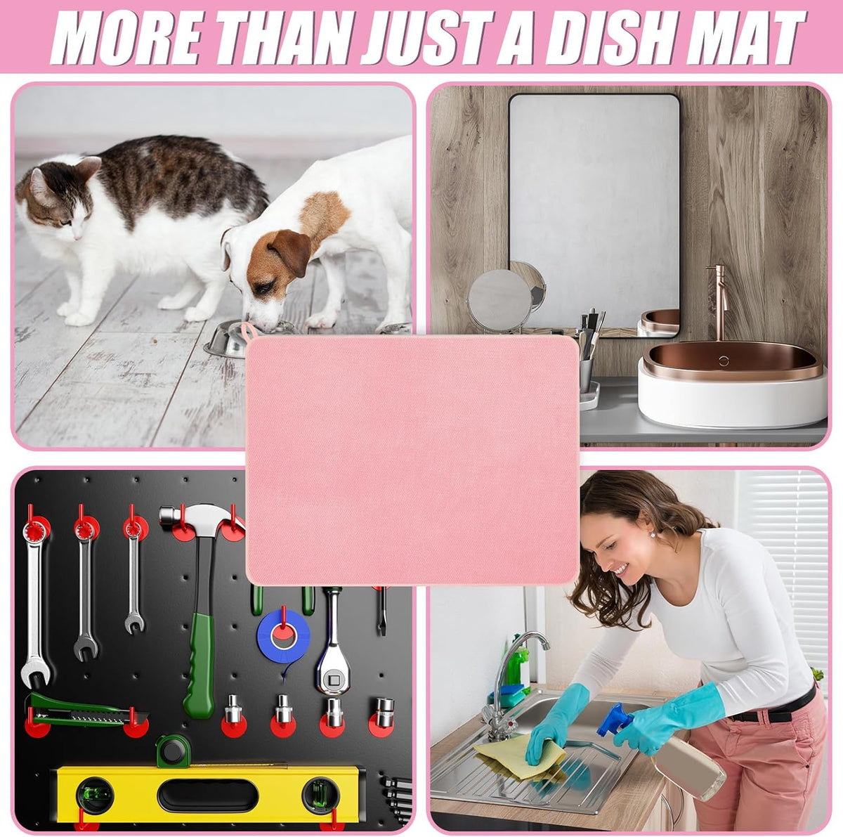 Hushee 2 Pack Extra Large Dish Drying Mat Microfiber Absorbent Dish Drying Pad Large Size Dishes