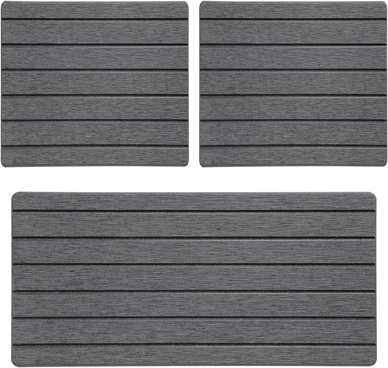 3 Pack Diatomite Stone Sink Tray, Water Absorbing Mat for Kitchen & Bathroom Counter, Quick Dry