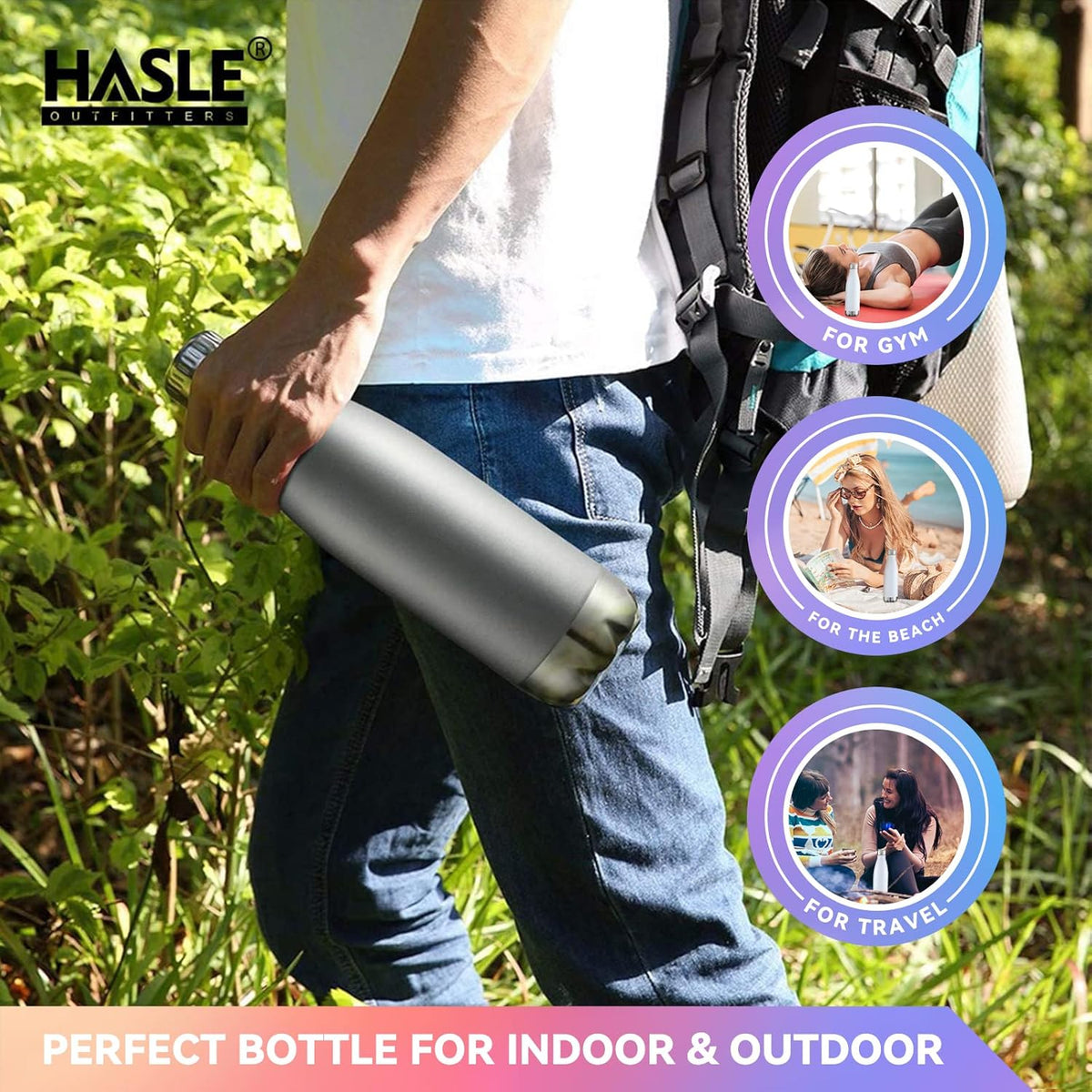 HASLE OUTFITTERS 17oz Stainless Steel Water Bottles Bulk, Vacuum Insulated Water Bottles Double