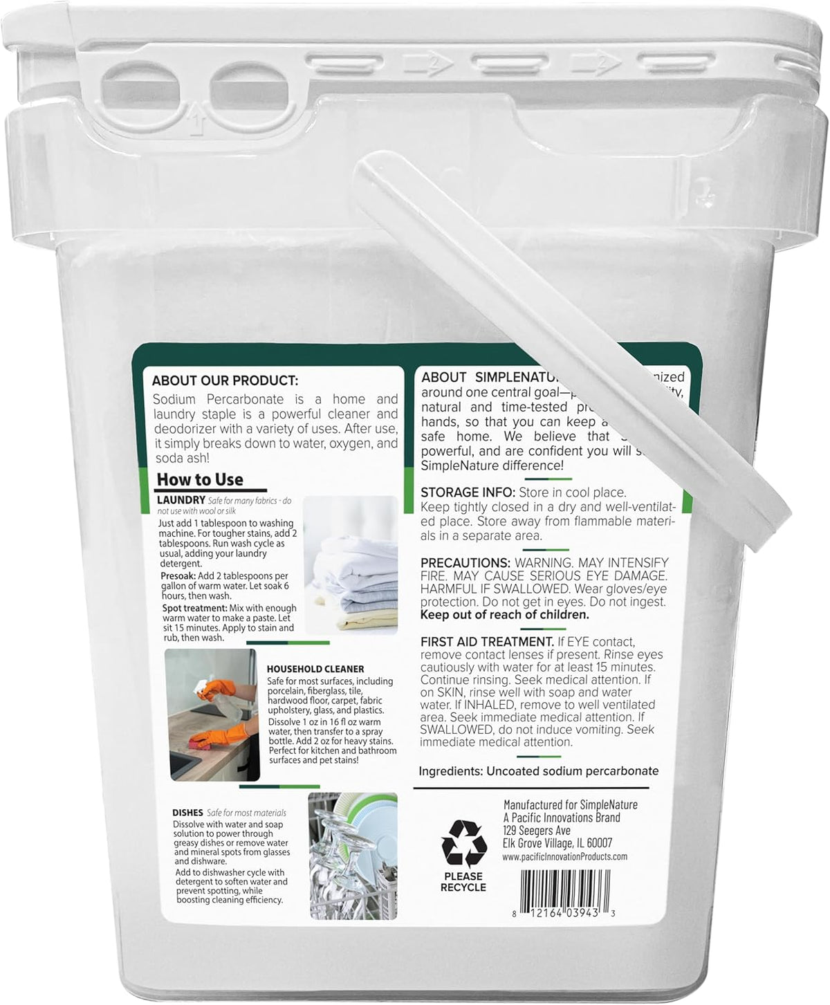 Sodium Percarbonate (40 lbs) - Versatile Non-toxic Biodegradable Scent-Free Cleaner for Home