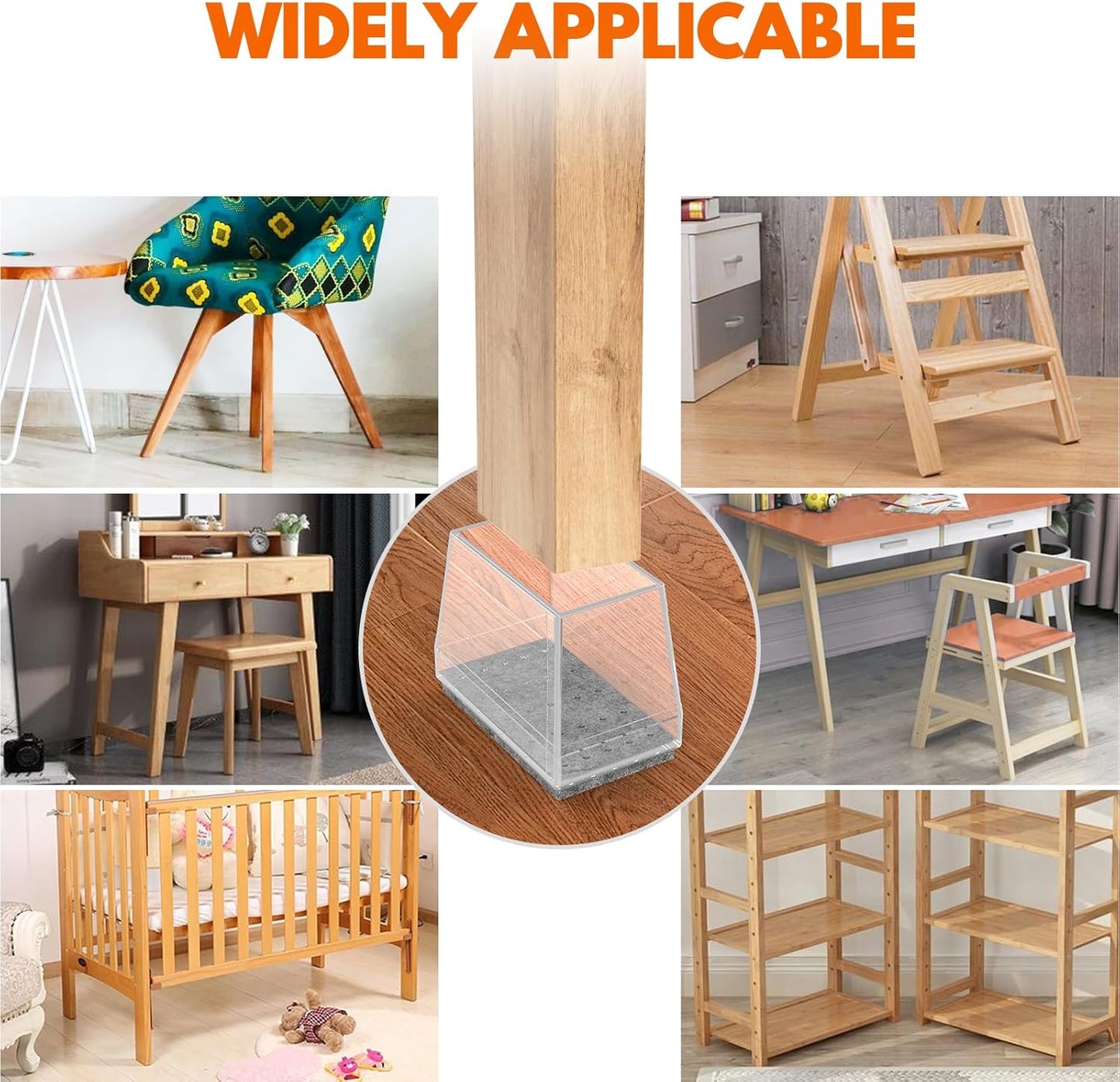 Rectangle Chair Leg Protectors for Hardwood Floors,16 PCS Silicone Covers to Protect Wood Tile