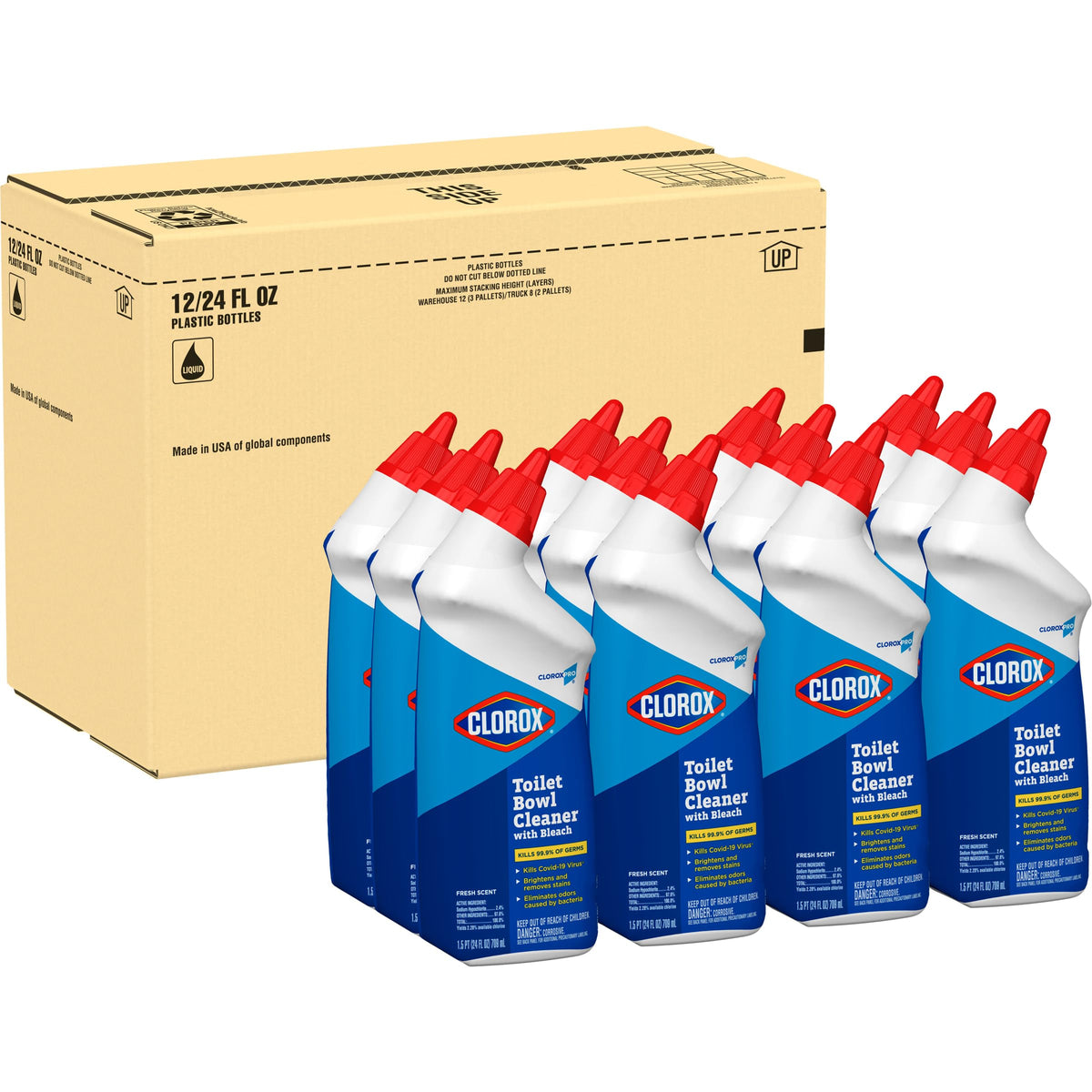 CloroxPro Toilet Bowl Cleaner with Bleach, Fresh Scent, 24 fl. oz., 12 Pack