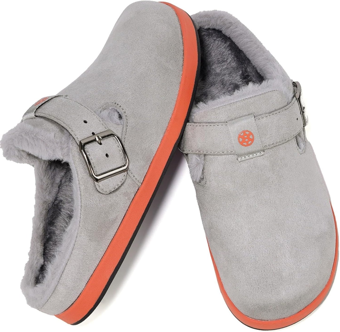 Fur Lined Clogs for Women Men Suede Winter Slippers Arch Support Slip on Mules Potato Shoes with
