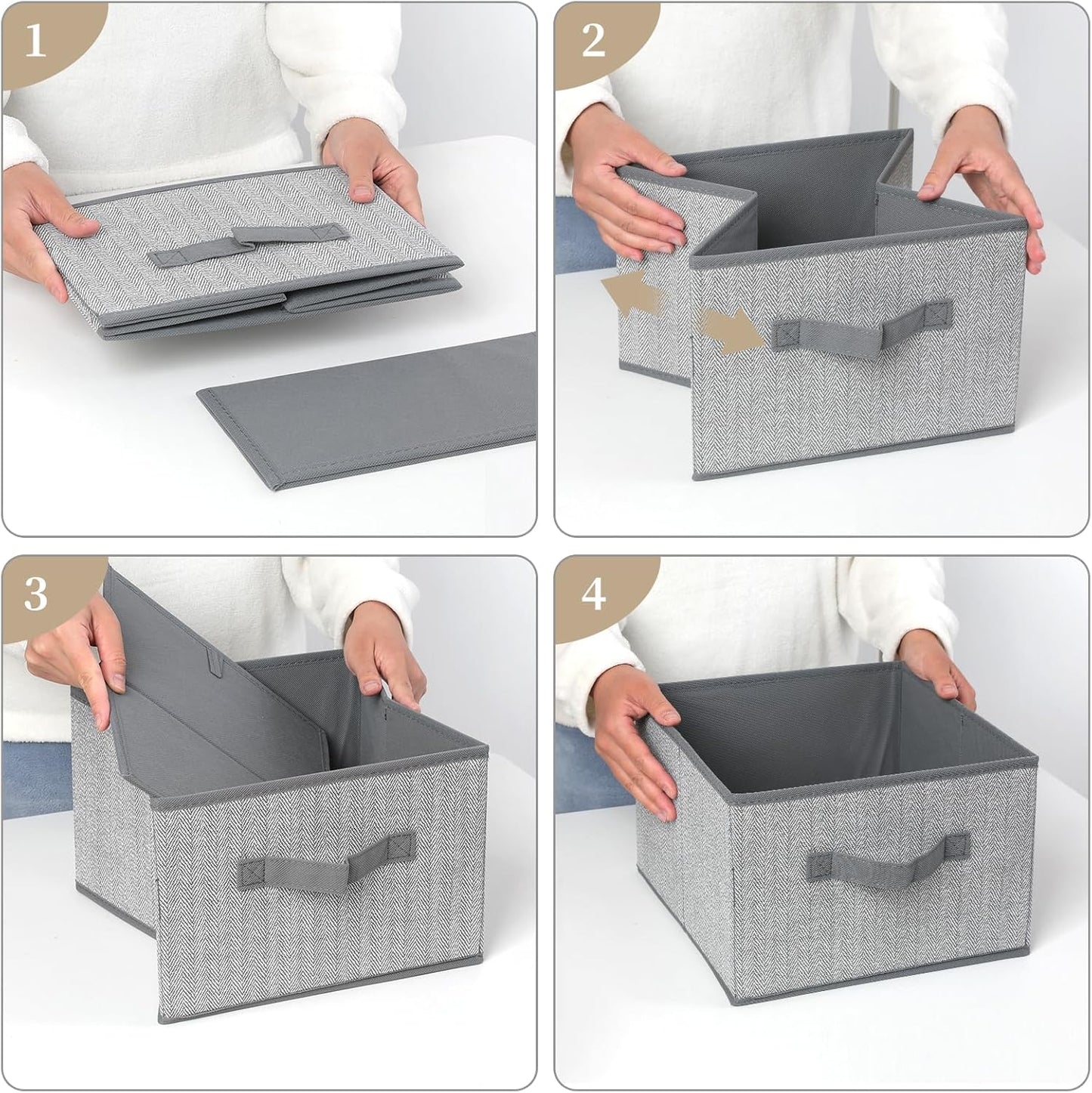 Storage Baskets, 11-Inch Woven Fabric Bins, Storage Cubes with Reinforced Handles, Organizer Bins