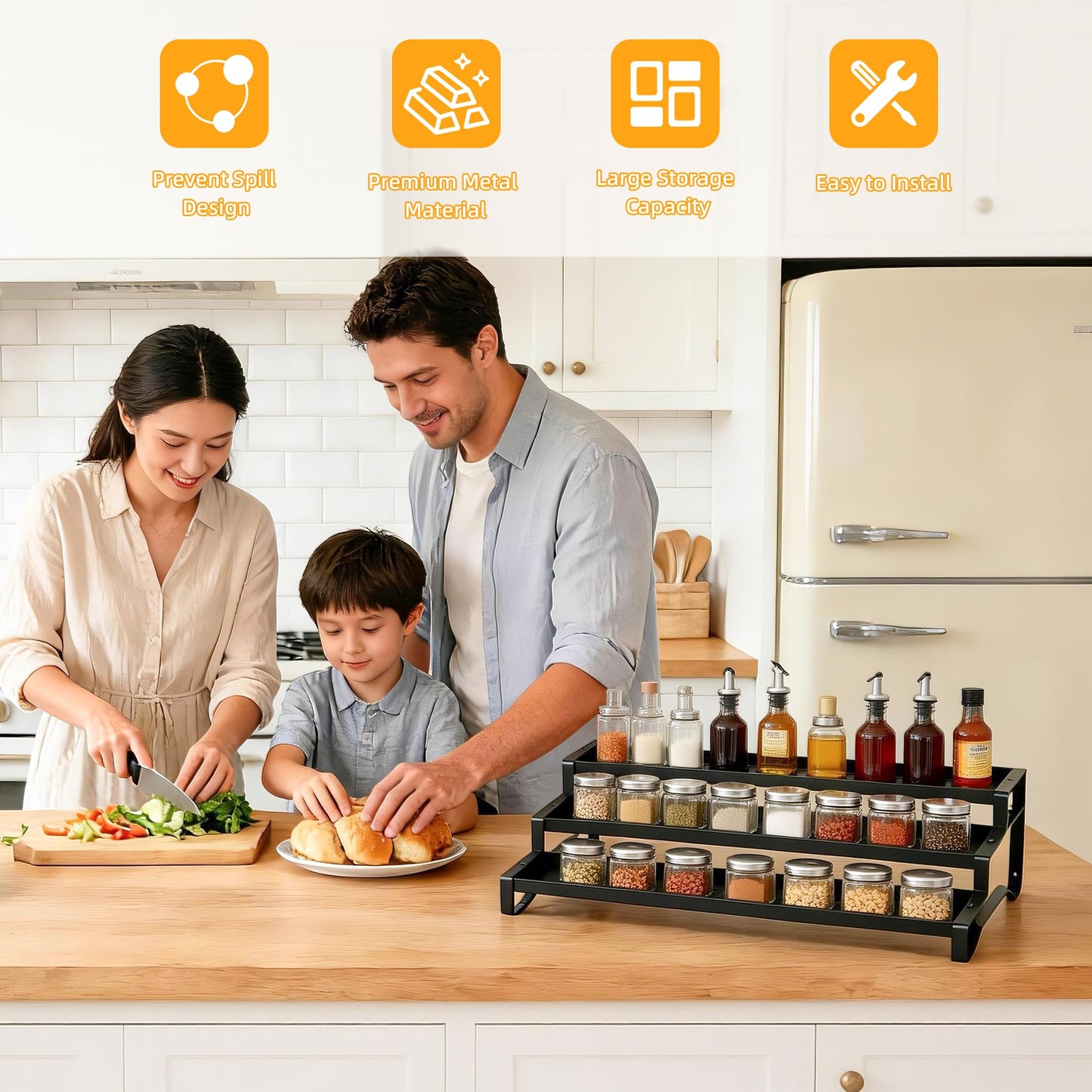 PEEKUP Spice Rack Organizer for Cabinet, 13-21.5" Expandable Spicy Shelf – view 8