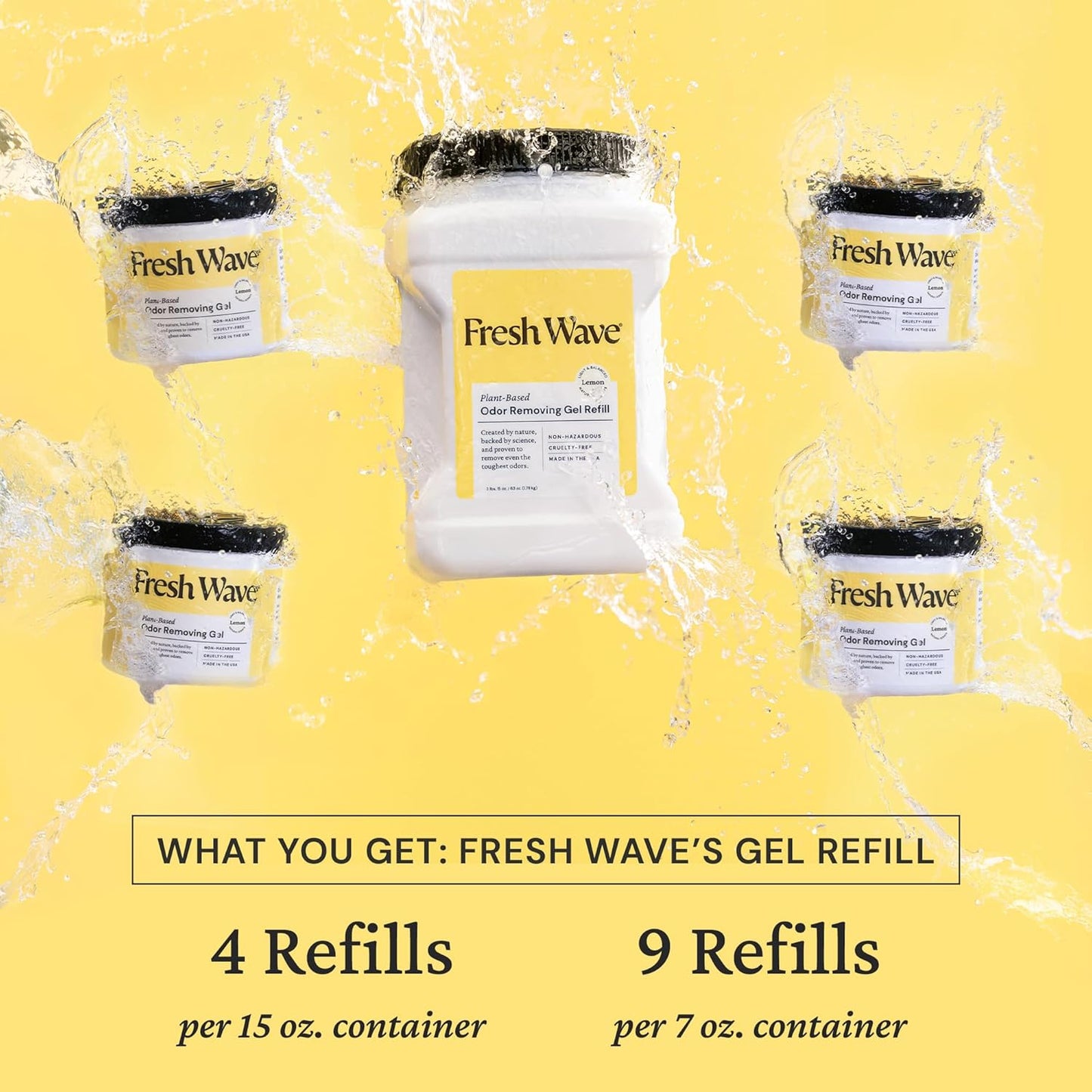 Fresh Wave Lemon Odor Removing Gel Refill, 63 oz. - Safer Odor Absorbers for Home, Natural