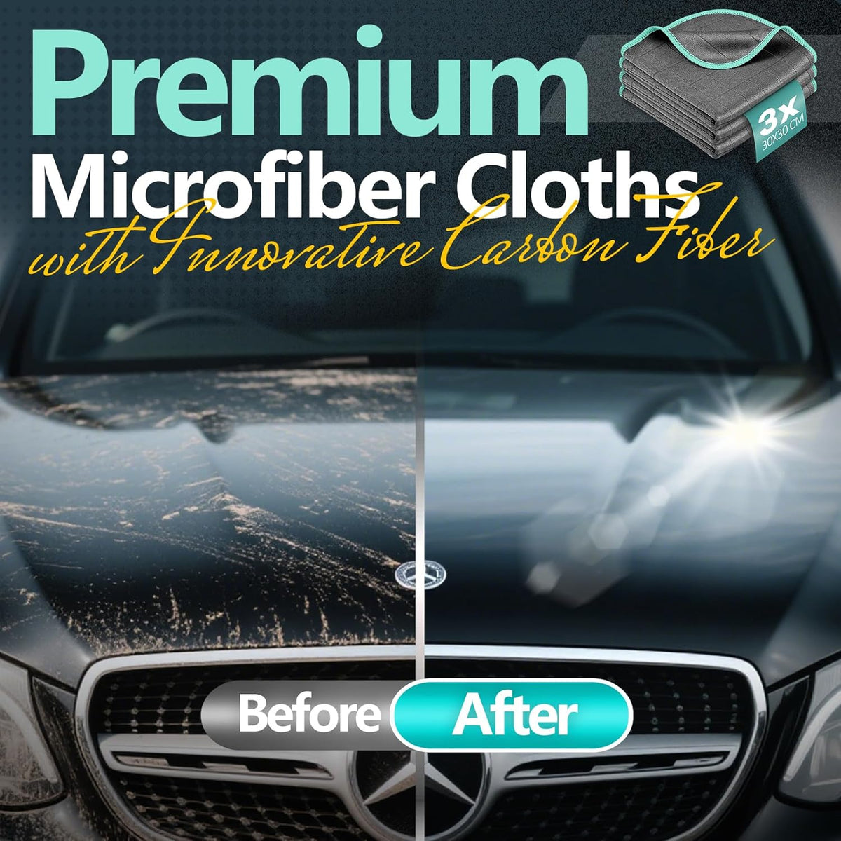 Airlab Microfiber Cleaning Cloth for Glass Cleaner Window Polishing Car Auto Detailing Lint Free