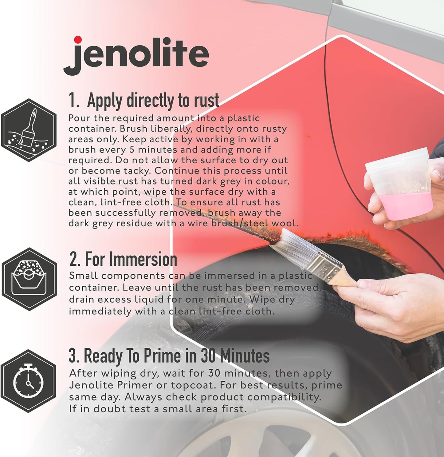 JENOLITE Rust Remover for Metal - Fast Acting No Drip Thick Liquid - Industrial Strength, Removes